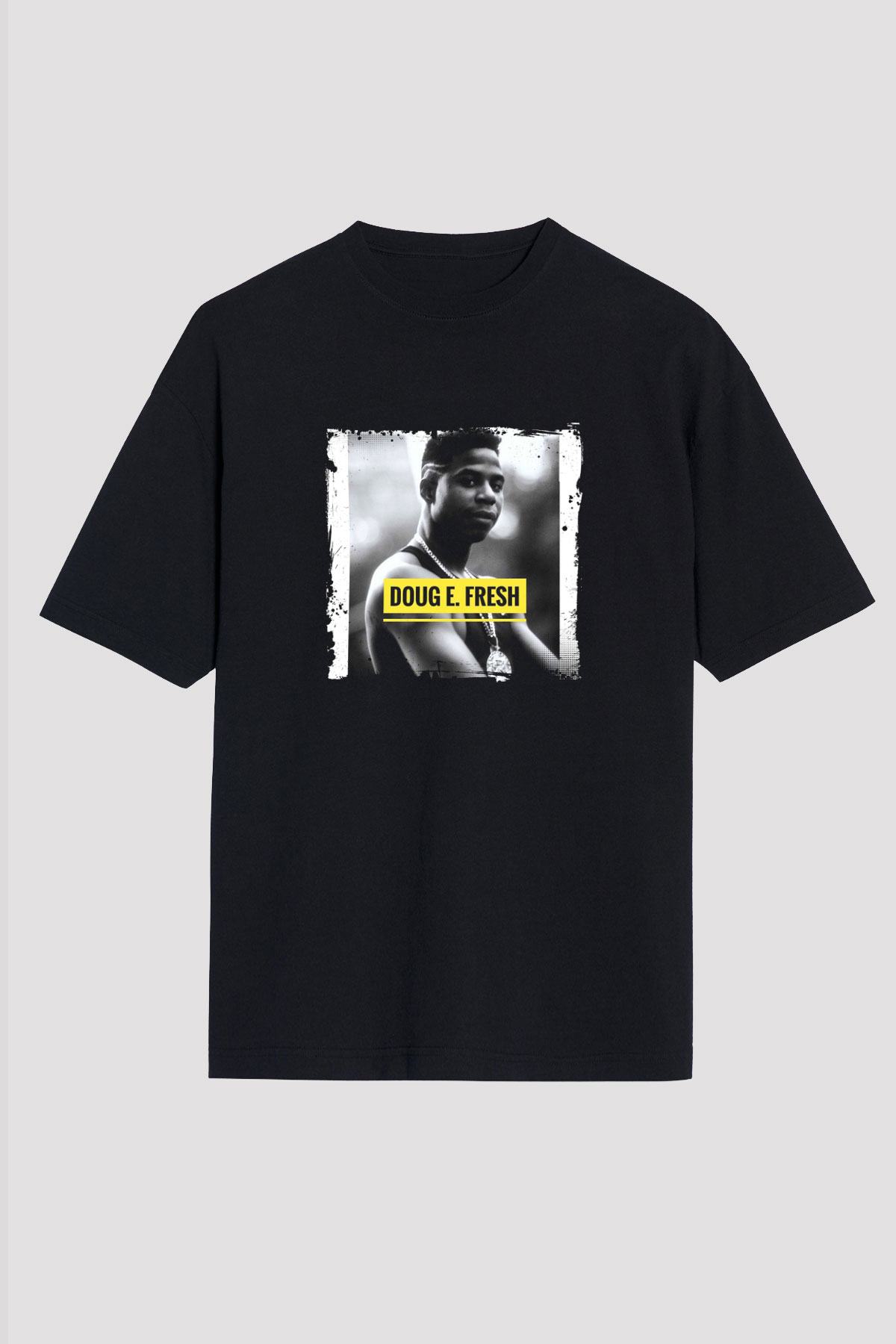 Doug E. Fresh Baskılı Unisex Oversize Siyah Tişört