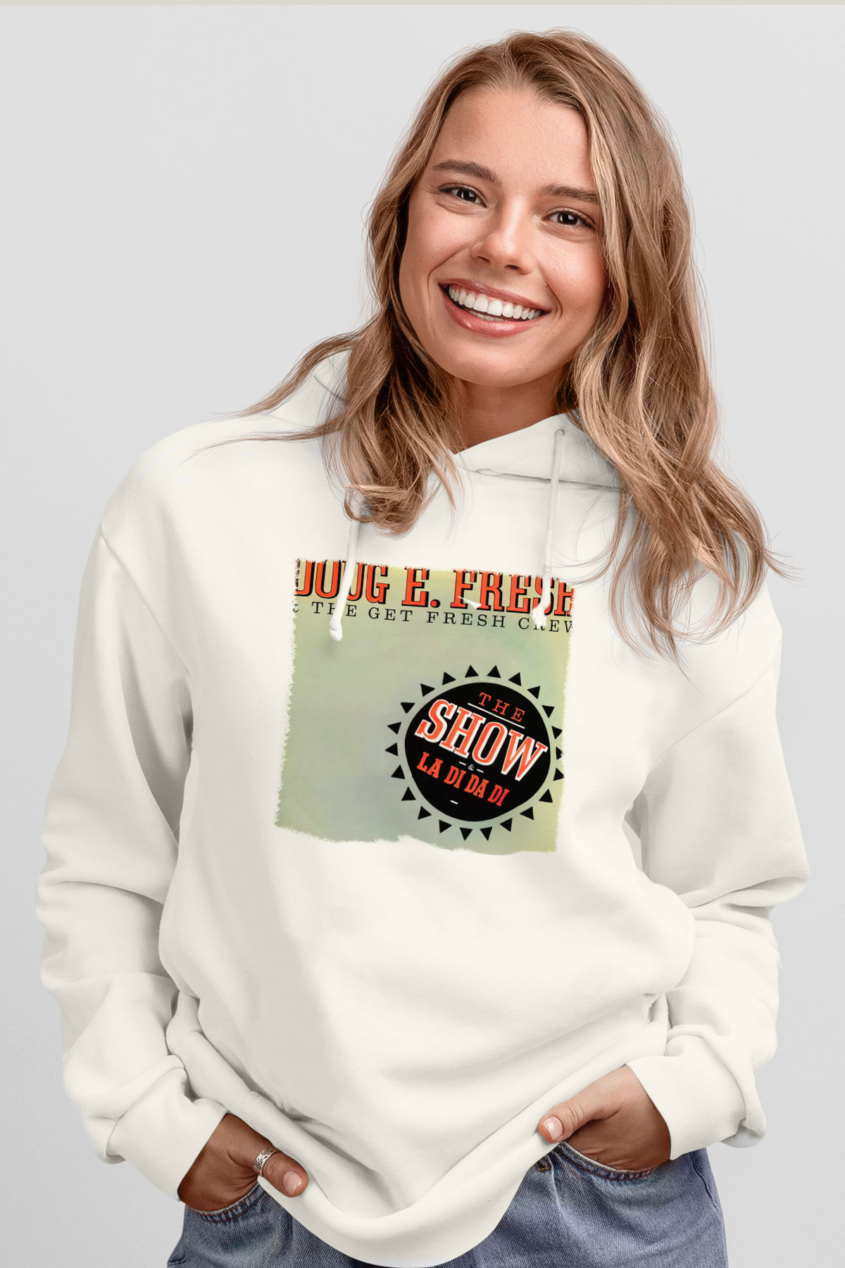 Doug E. Fresh Beyaz Unisex Kapşonlu Sweatshirt