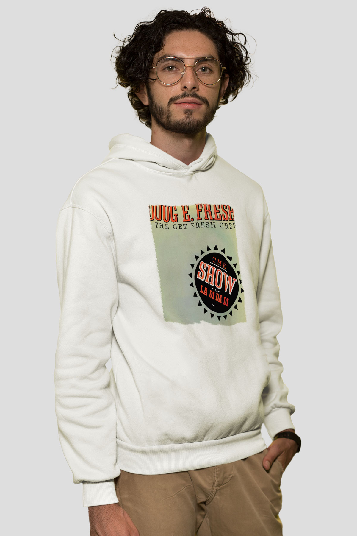 Doug E. Fresh Beyaz Unisex Kapşonlu Sweatshirt