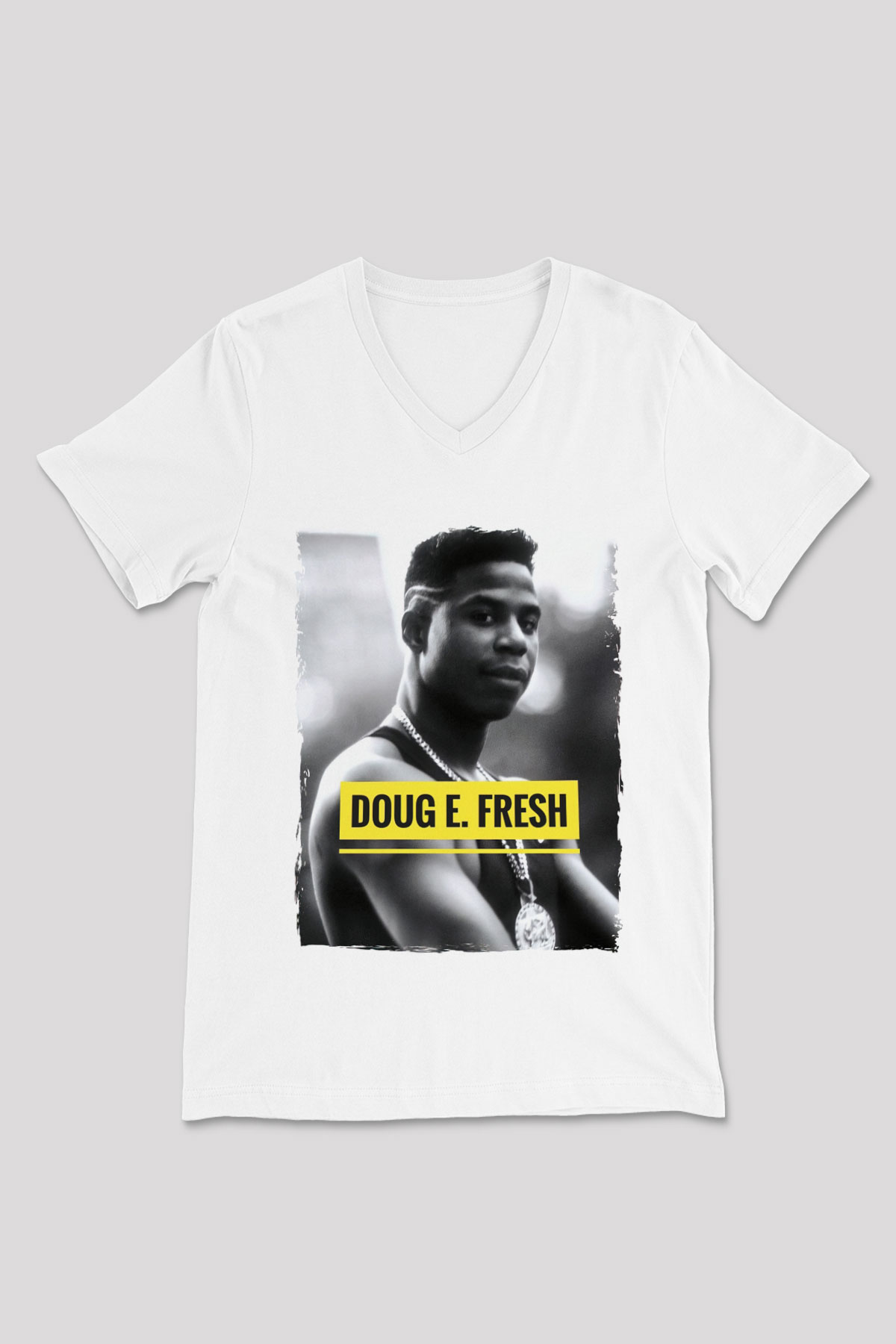 Doug E. Fresh Beyaz Unisex V Yaka Tişört