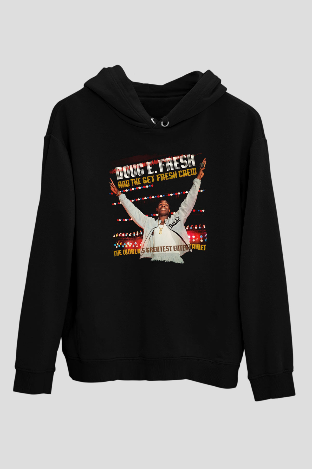 Doug E. Fresh Siyah Unisex Kapüşonlu Sweatshirt