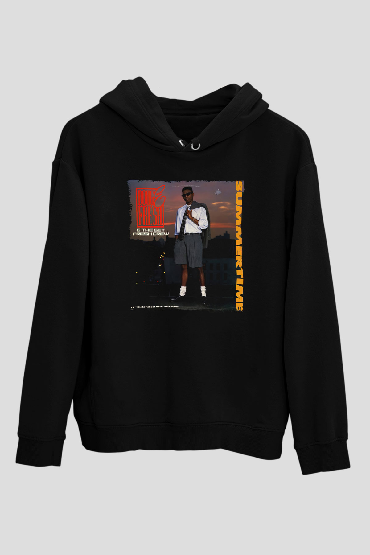 Doug E. Fresh Siyah Unisex Kapüşonlu Sweatshirt