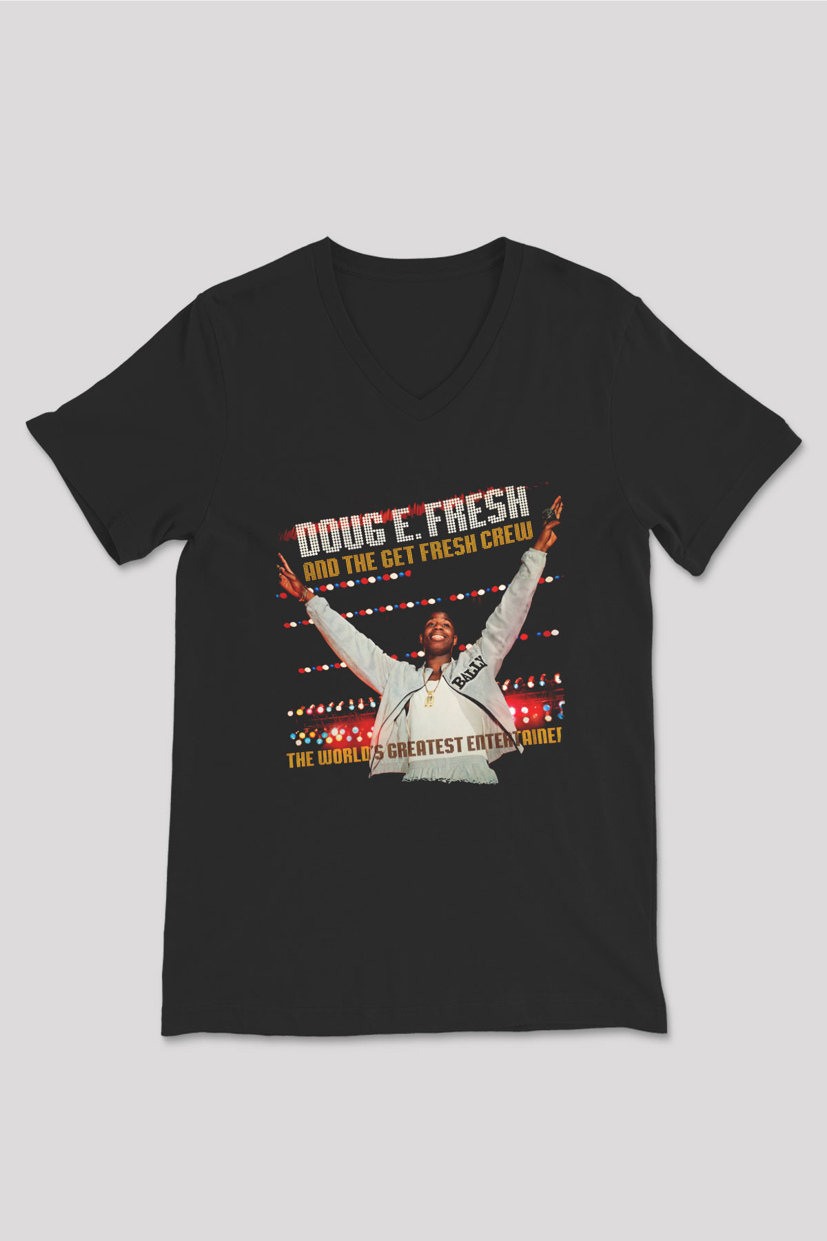 Doug E. Fresh Siyah Unisex V Yaka Tişört