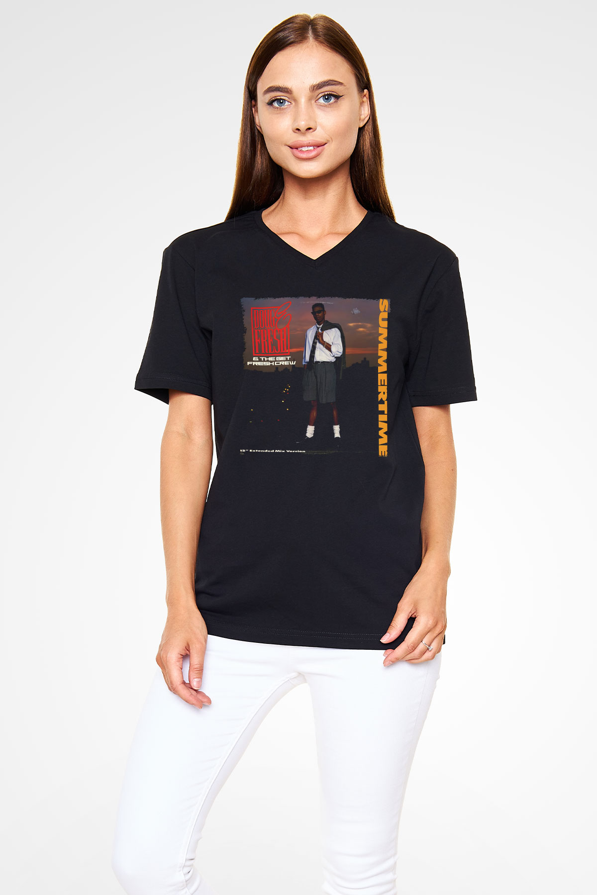 Doug E. Fresh Siyah Unisex V Yaka Tişört