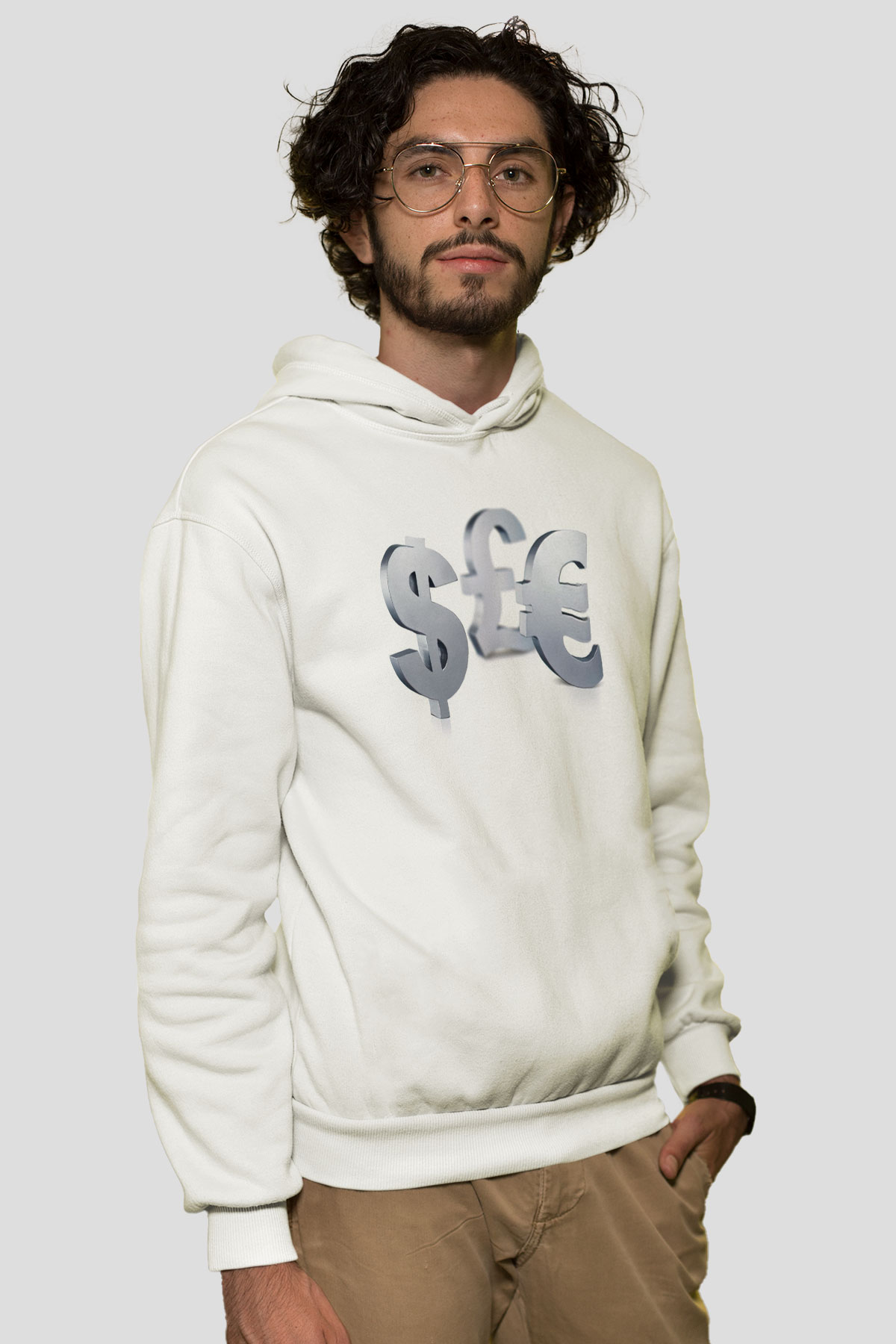 Dövizci Beyaz Unisex Kapüşonlu Sweatshirt