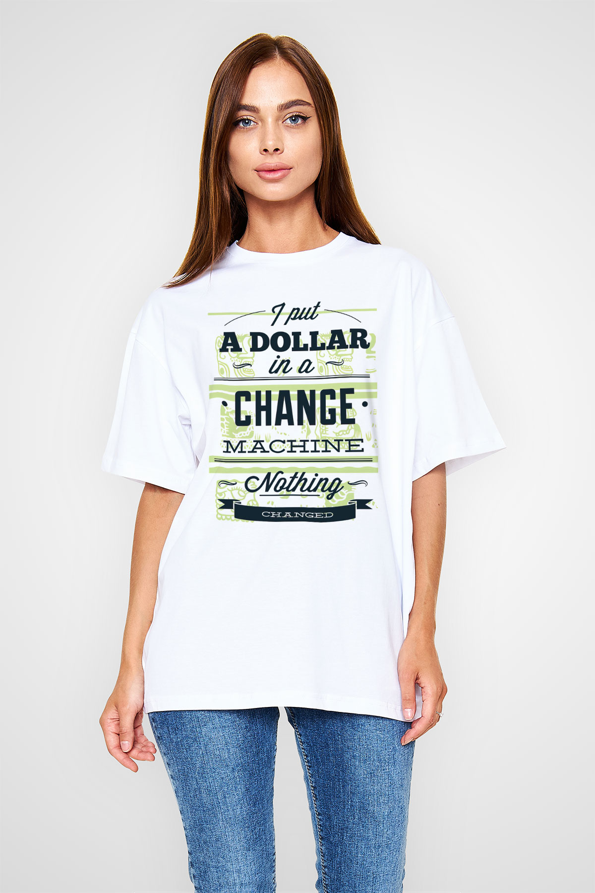 Dövizci Beyaz Oversize Tişört Oversize T-shirt - TişörtFabrikası