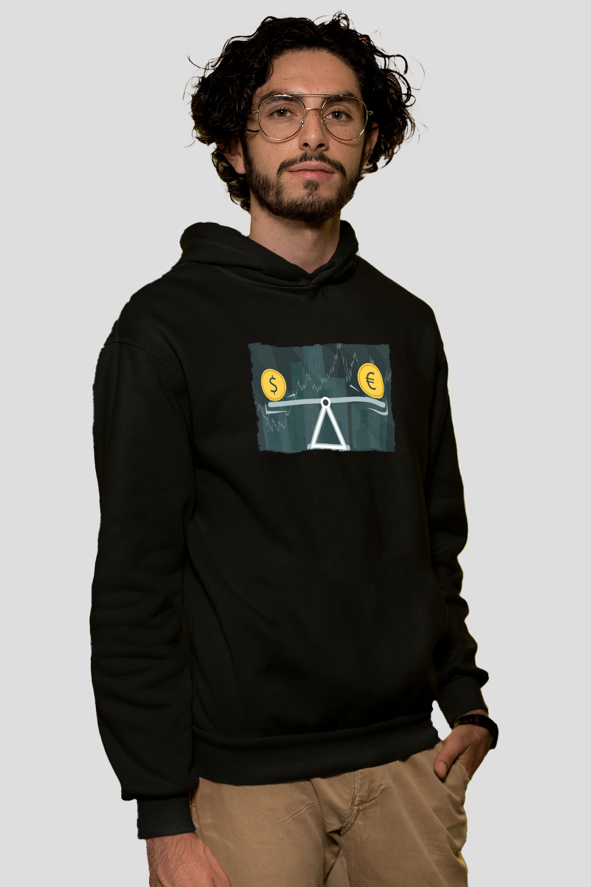 Dövizci Siyah Unisex Kapüşonlu Sweatshirt