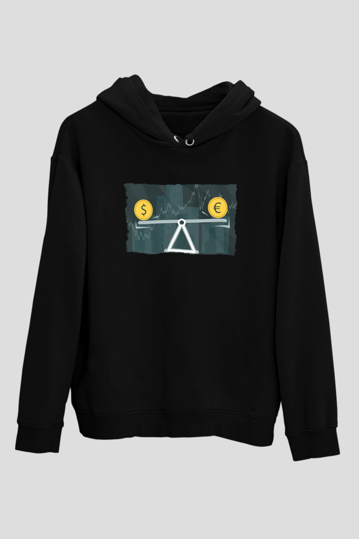 Dövizci Siyah Unisex Kapüşonlu Sweatshirt