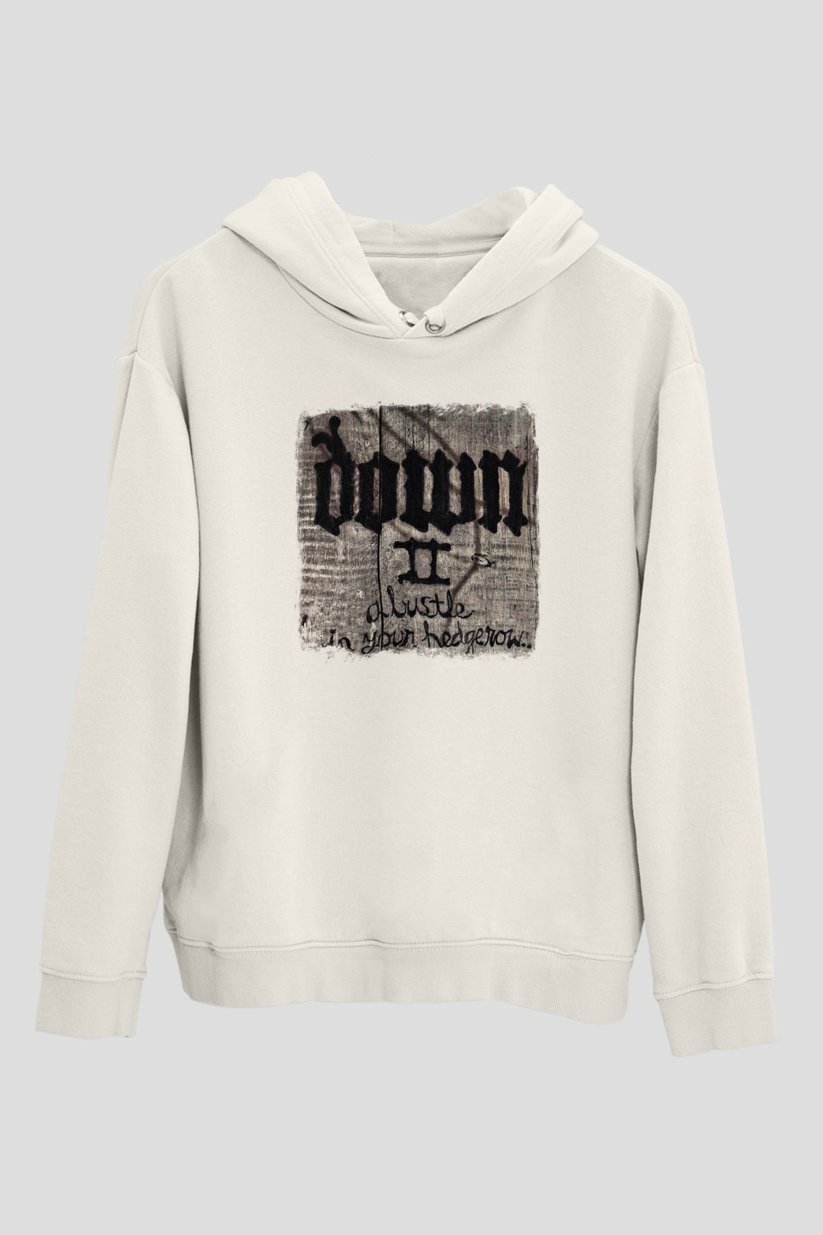Down Baskılı Unisex Beyaz Hoodie