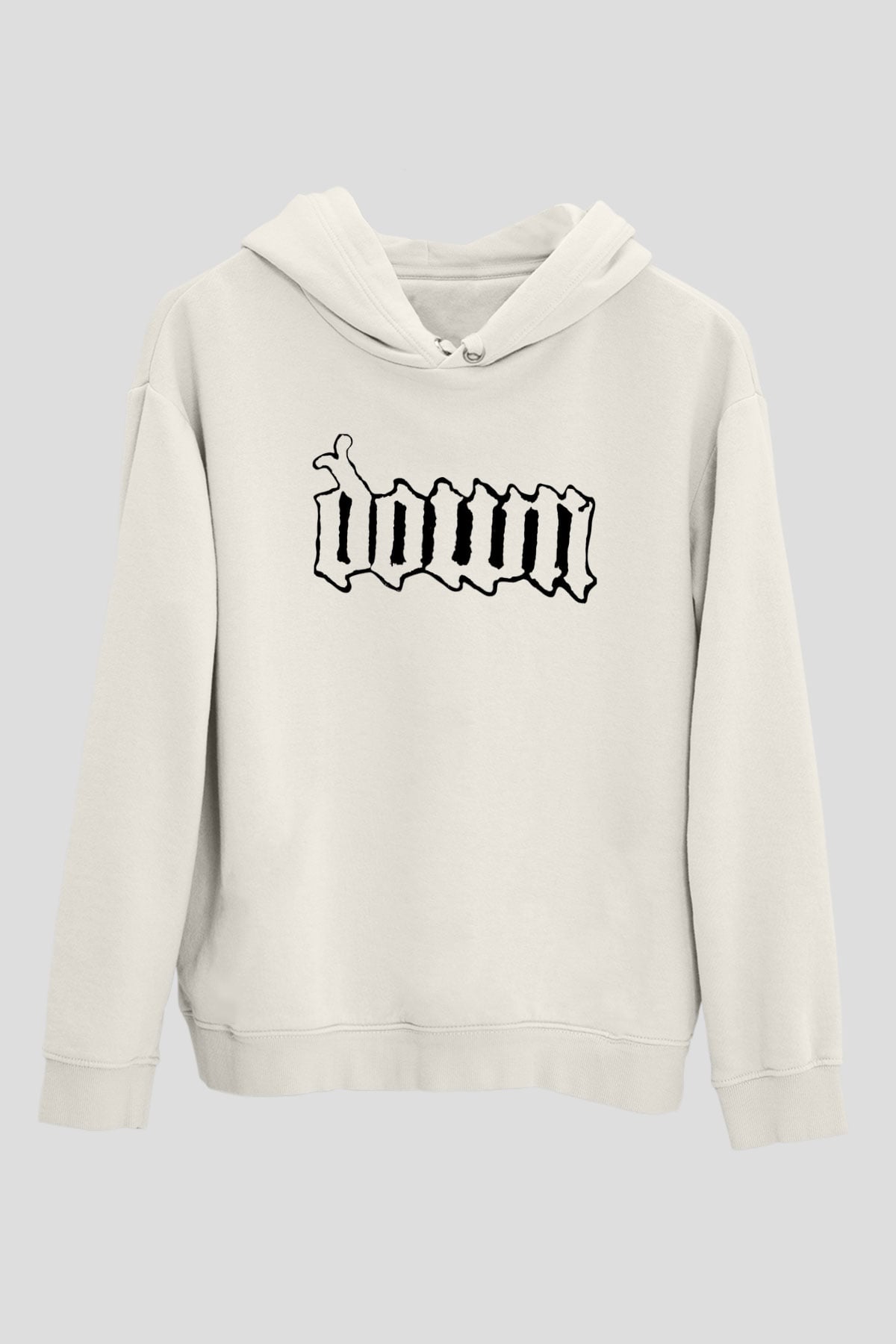 Down Beyaz Unisex Kapşonlu Sweatshirt