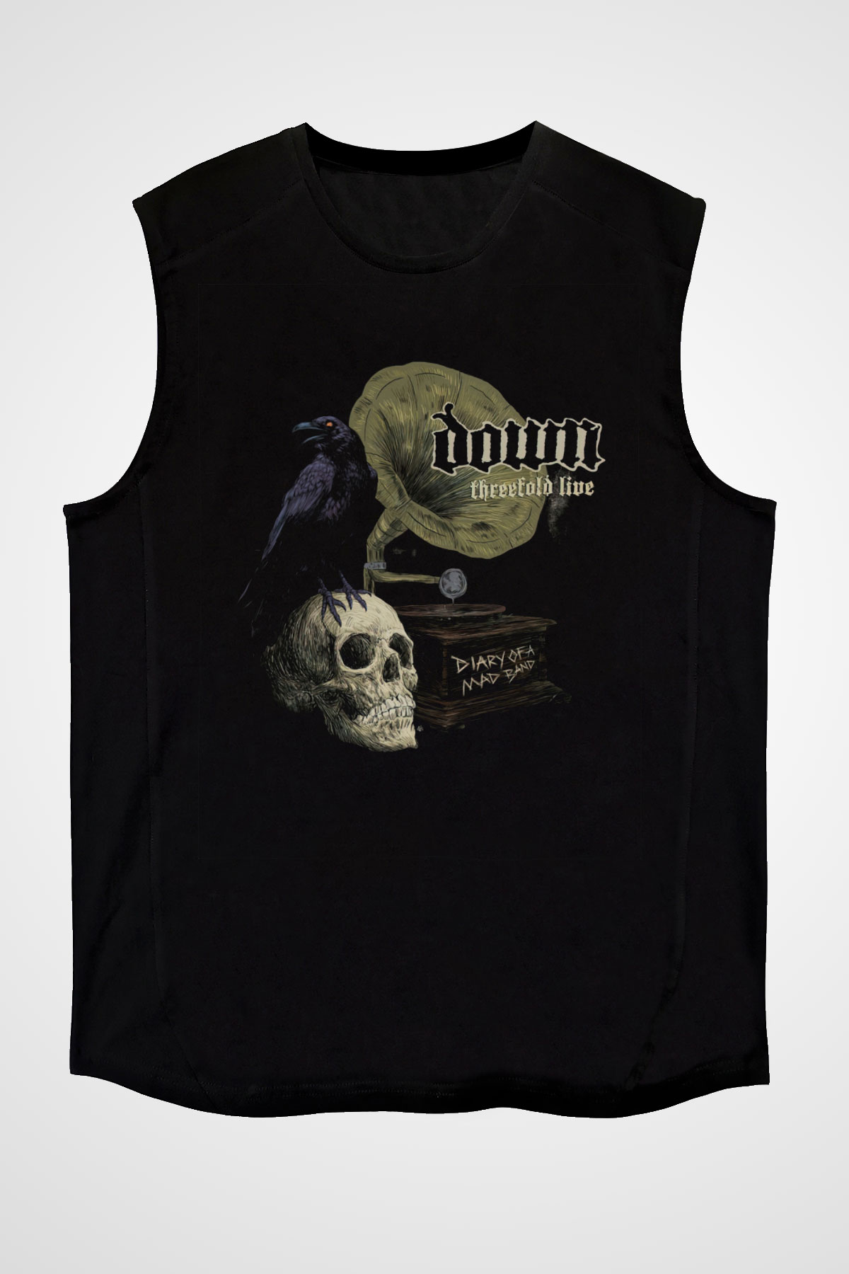 Down Siyah Unisex Kolsuz Tişört