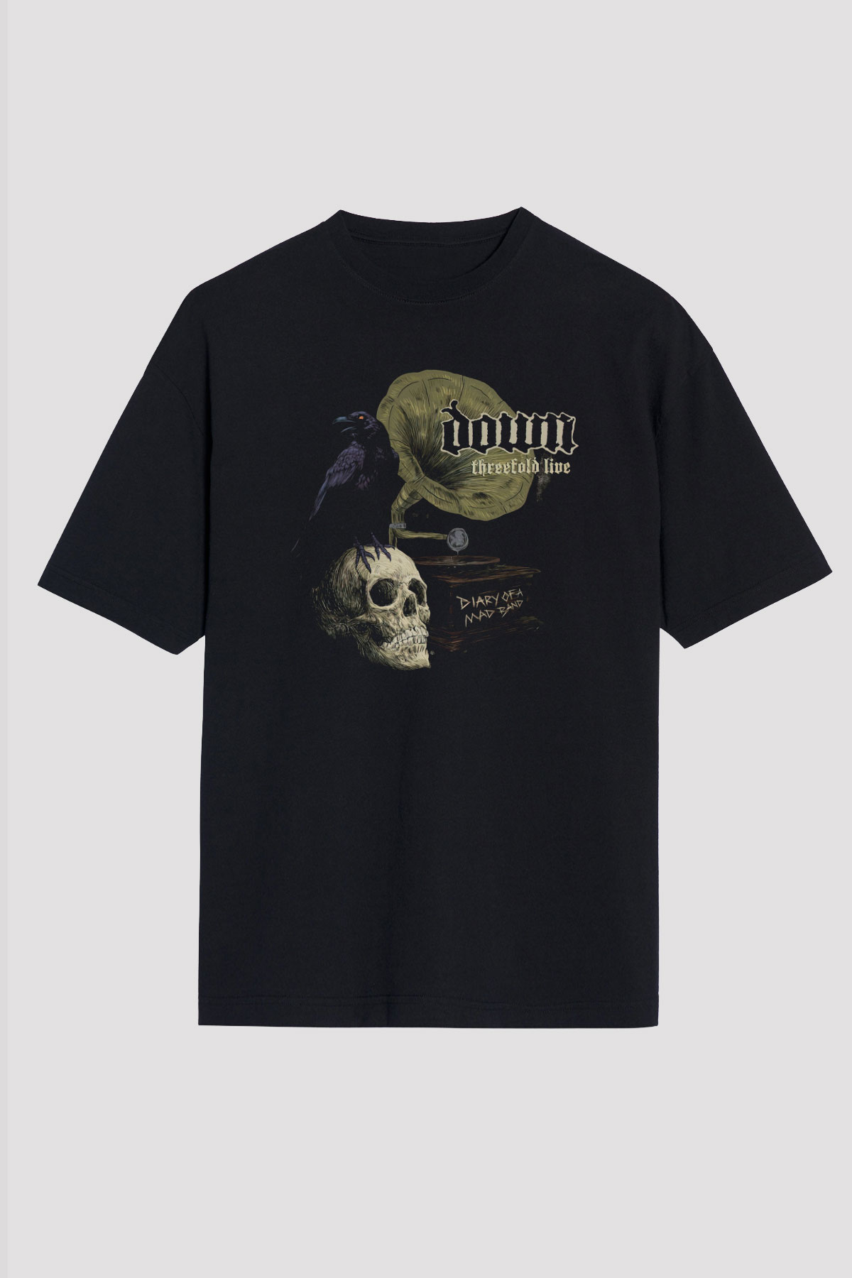 Down Siyah Unisex Oversize Tişört T-Shirt