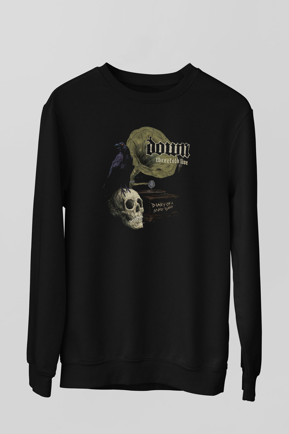 Down Siyah Unisex Sweatshirt