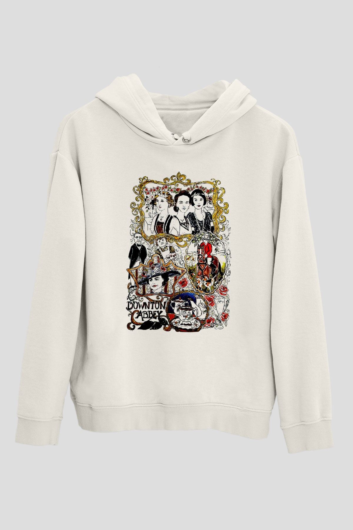 Downtown Abbey Beyaz Unisex Hoodie
