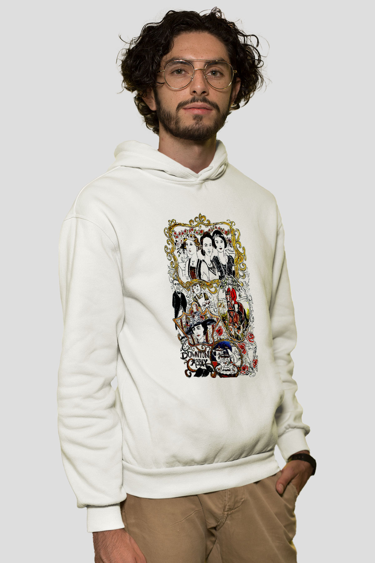 Downtown Abbey Beyaz Unisex Hoodie