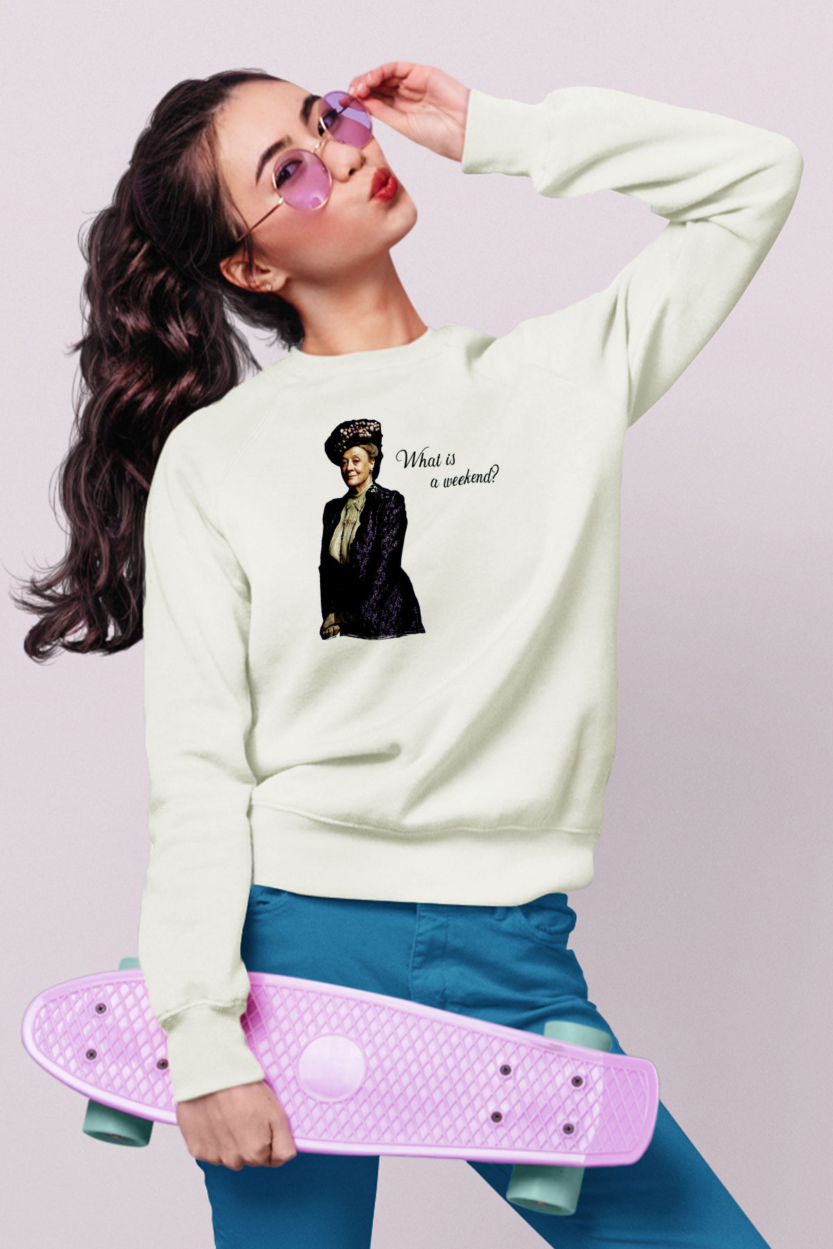 Downtown Abbey Beyaz Unisex Sweatshirt