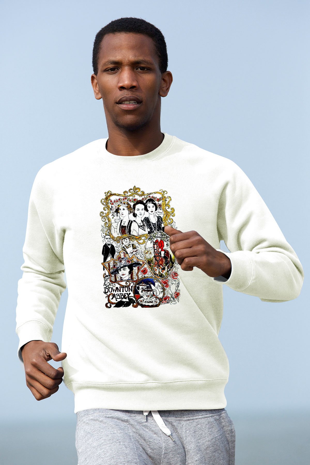 Downtown Abbey Beyaz Unisex Sweatshirt