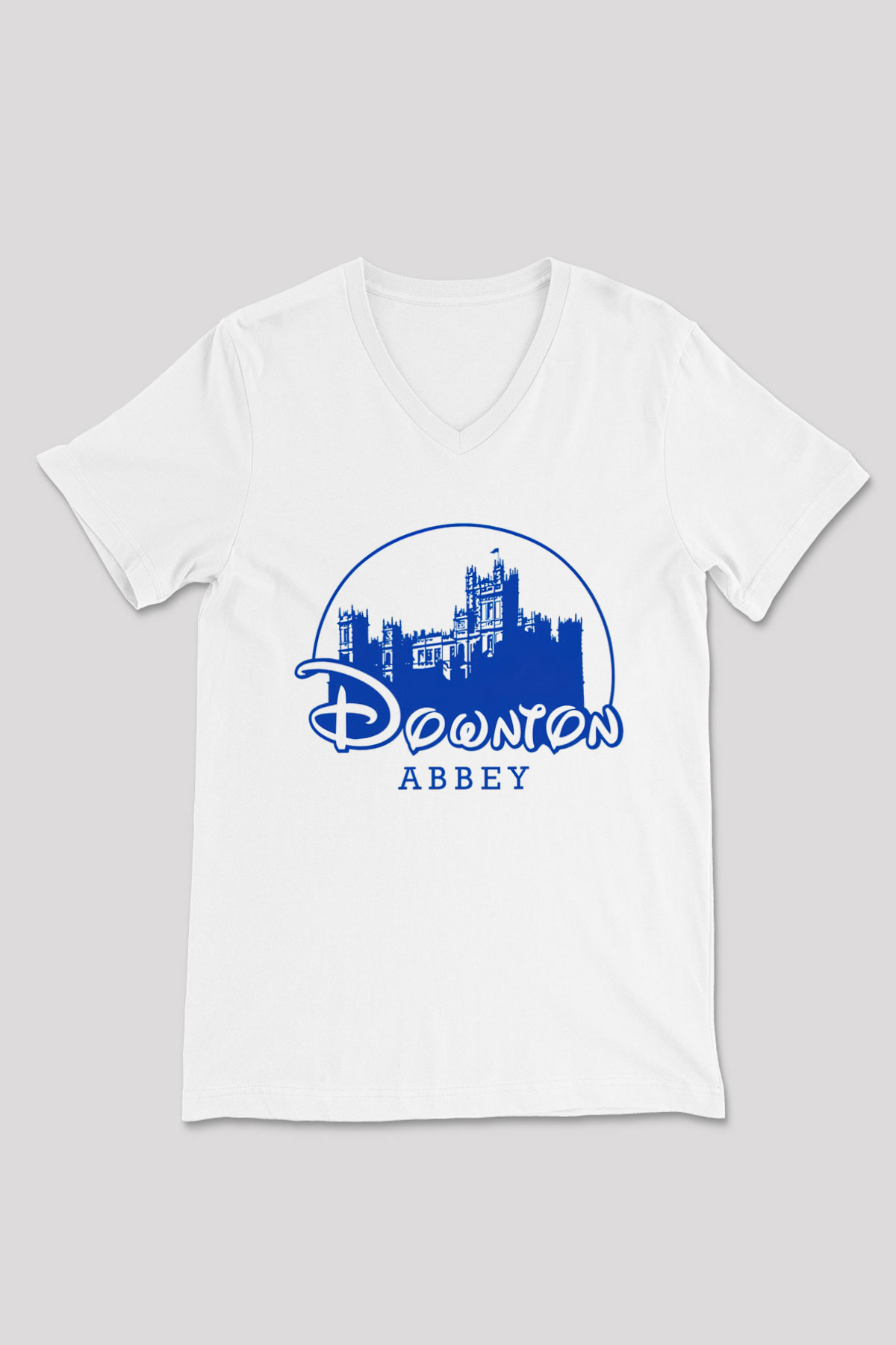 Downtown Abbey Beyaz Unisex V Yaka Tişört