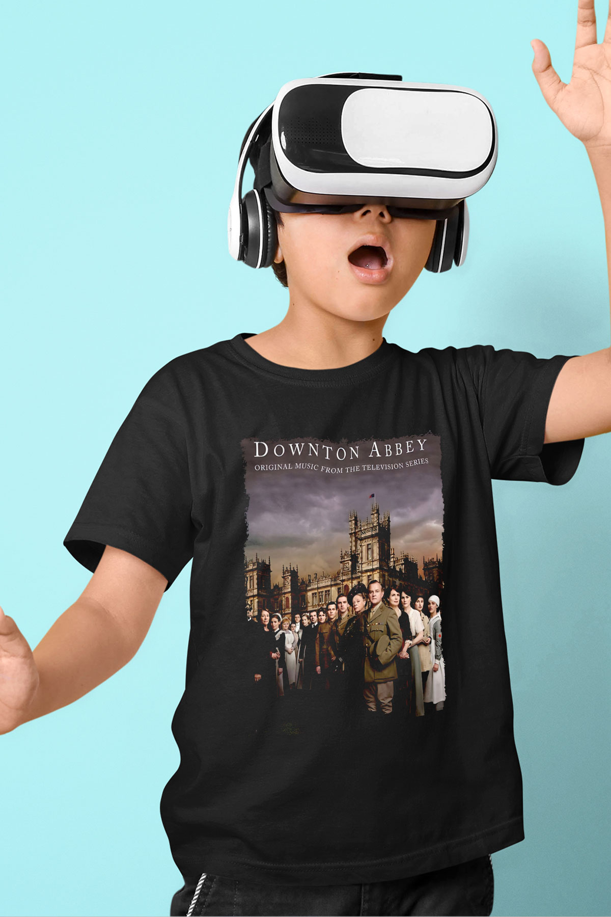 Downtown Abbey Siyah Unisex Çocuk Tişört