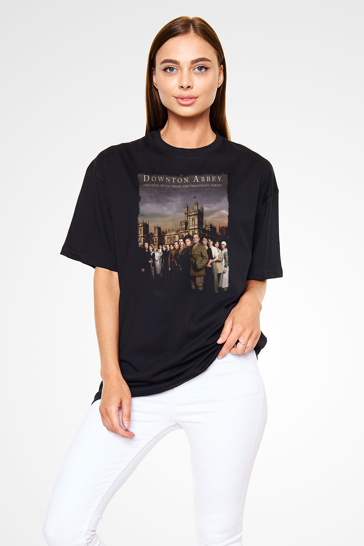 Downtown Abbey Siyah Oversize Tişört Oversize T-shirt