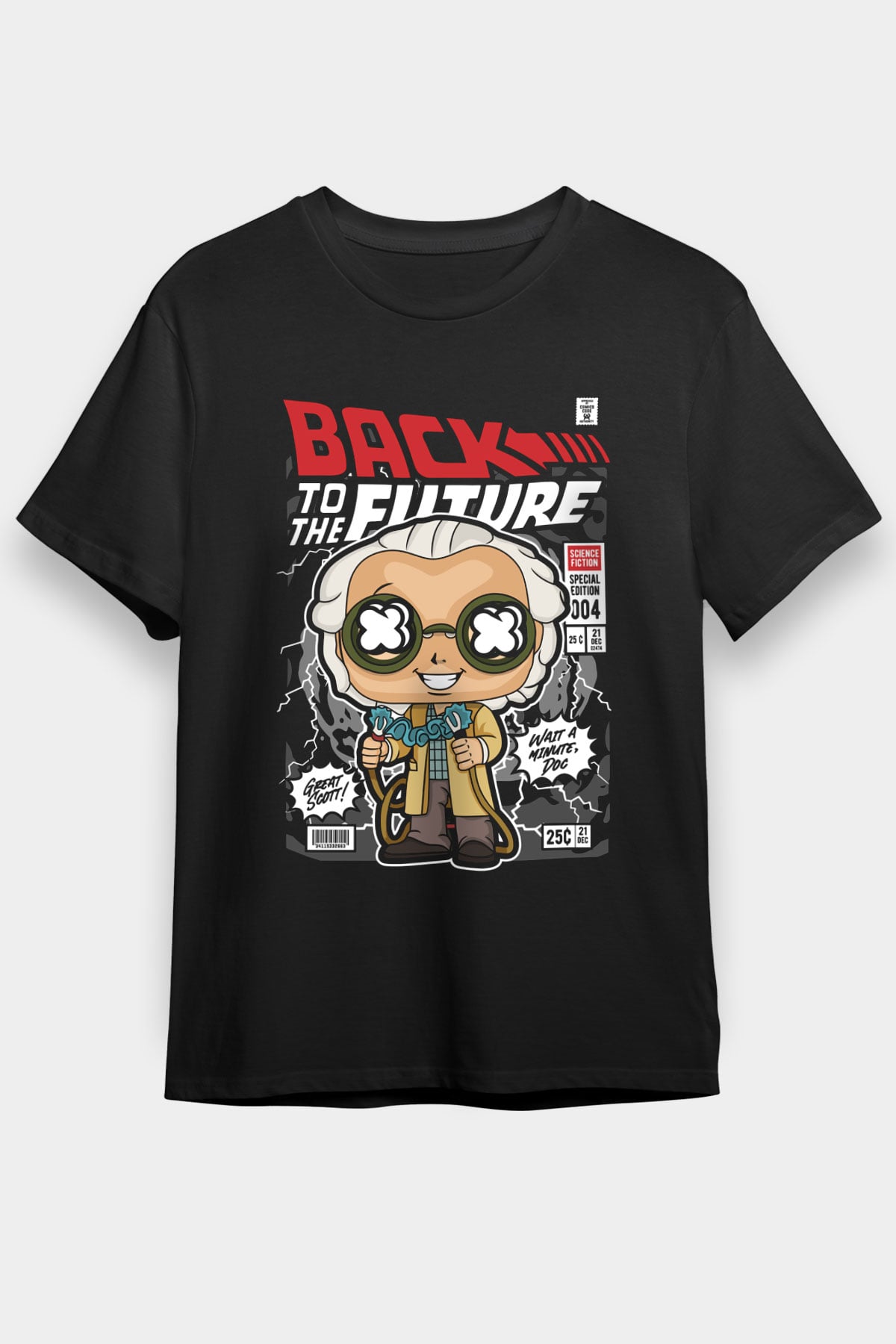 Dr Brown Baskılı Unisex Siyah Tişört