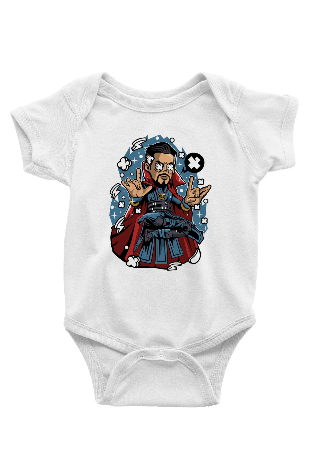 Dr Strange Baskılı Unisex Beyaz Bebek Body - Zıbın