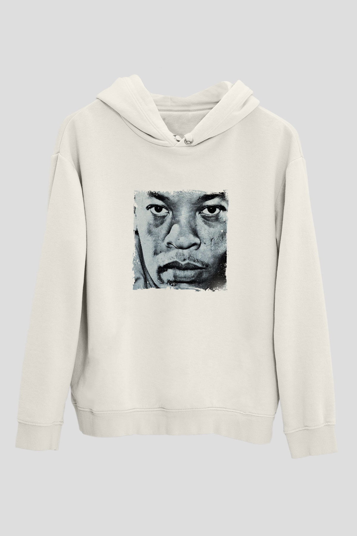 Dr. Dre Baskılı Unisex Beyaz Kapüşonlu Sweatshirt