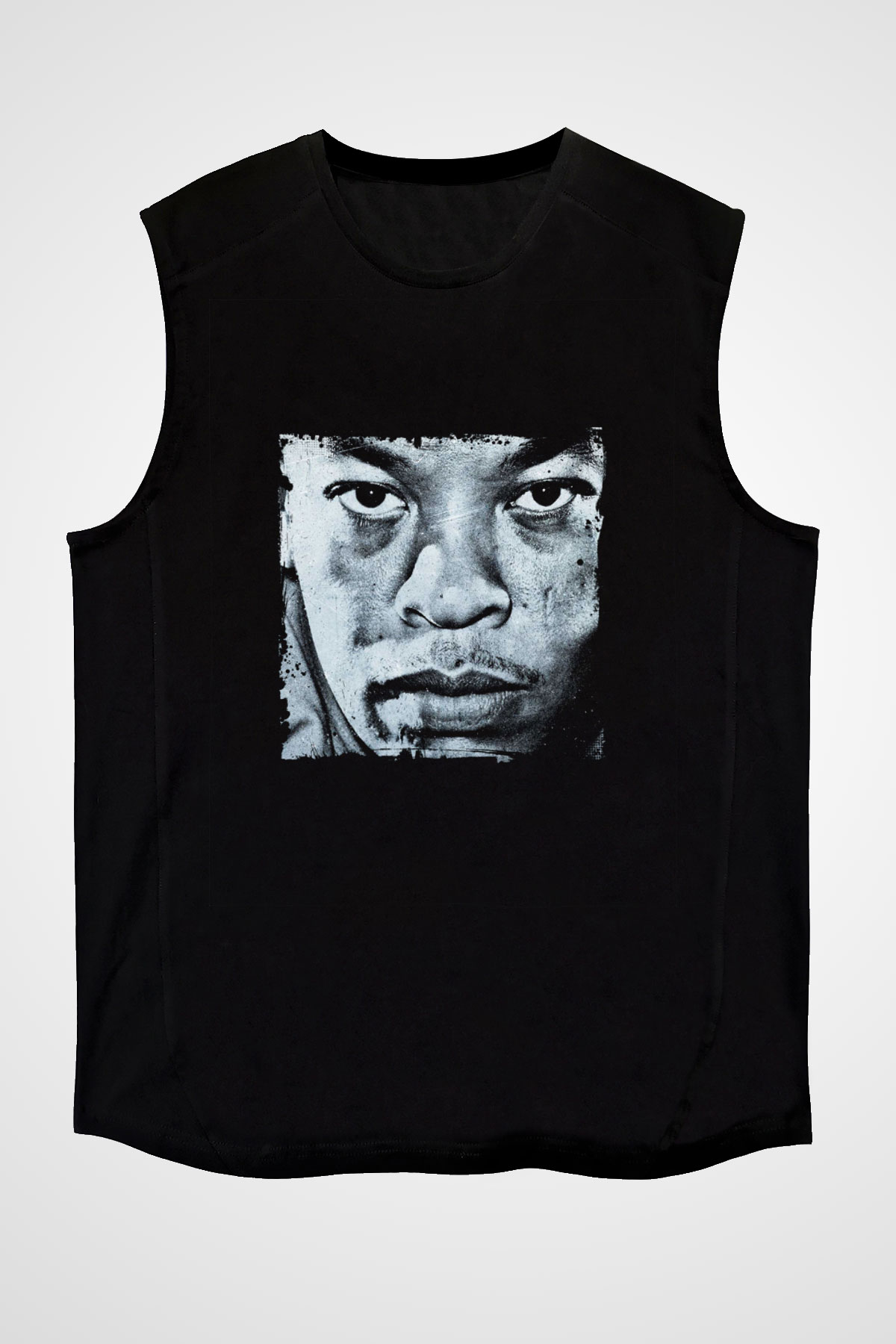 Dr. Dre Baskılı Unisex Siyah Kolsuz Tişört