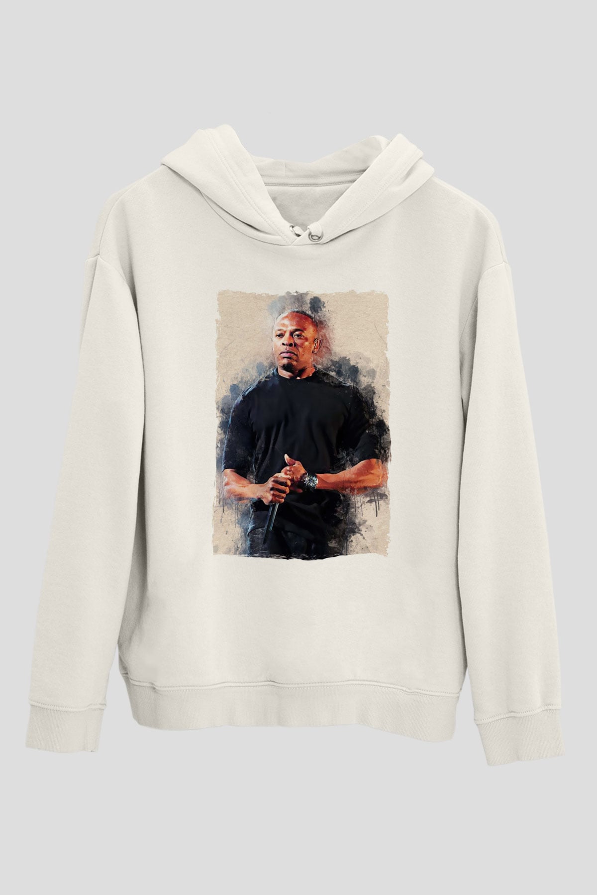Dr.Dre Beyaz Unisex Kapüşonlu Sweatshirt