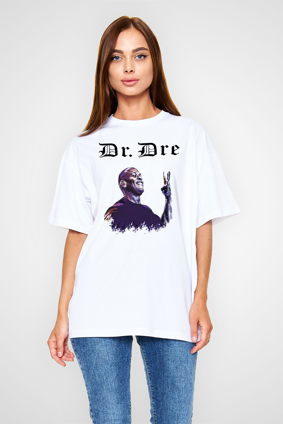 Dr.Dre Beyaz Unisex Oversize Tişört T-Shirt