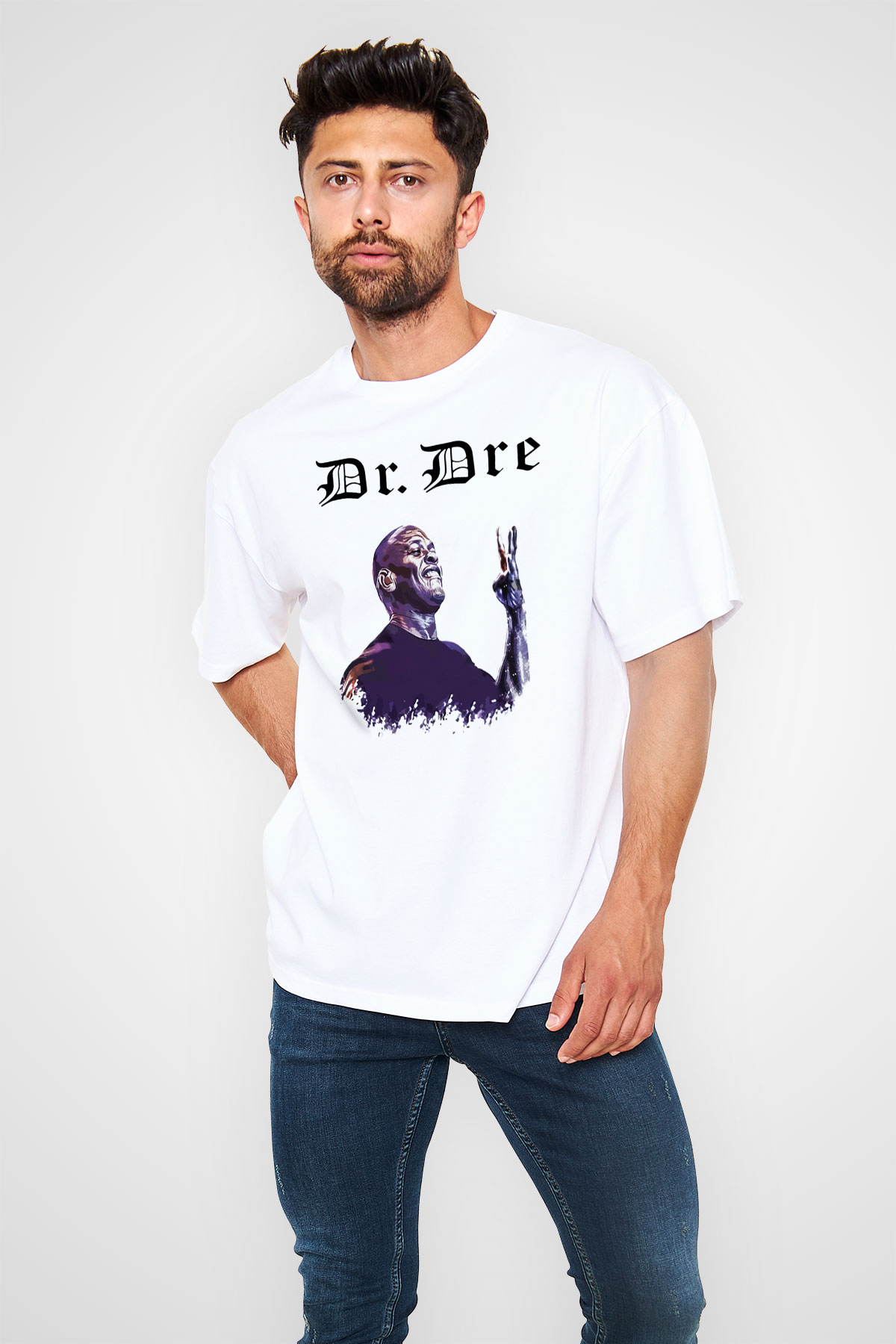 Dr.Dre Beyaz Unisex Oversize Tişört T-Shirt