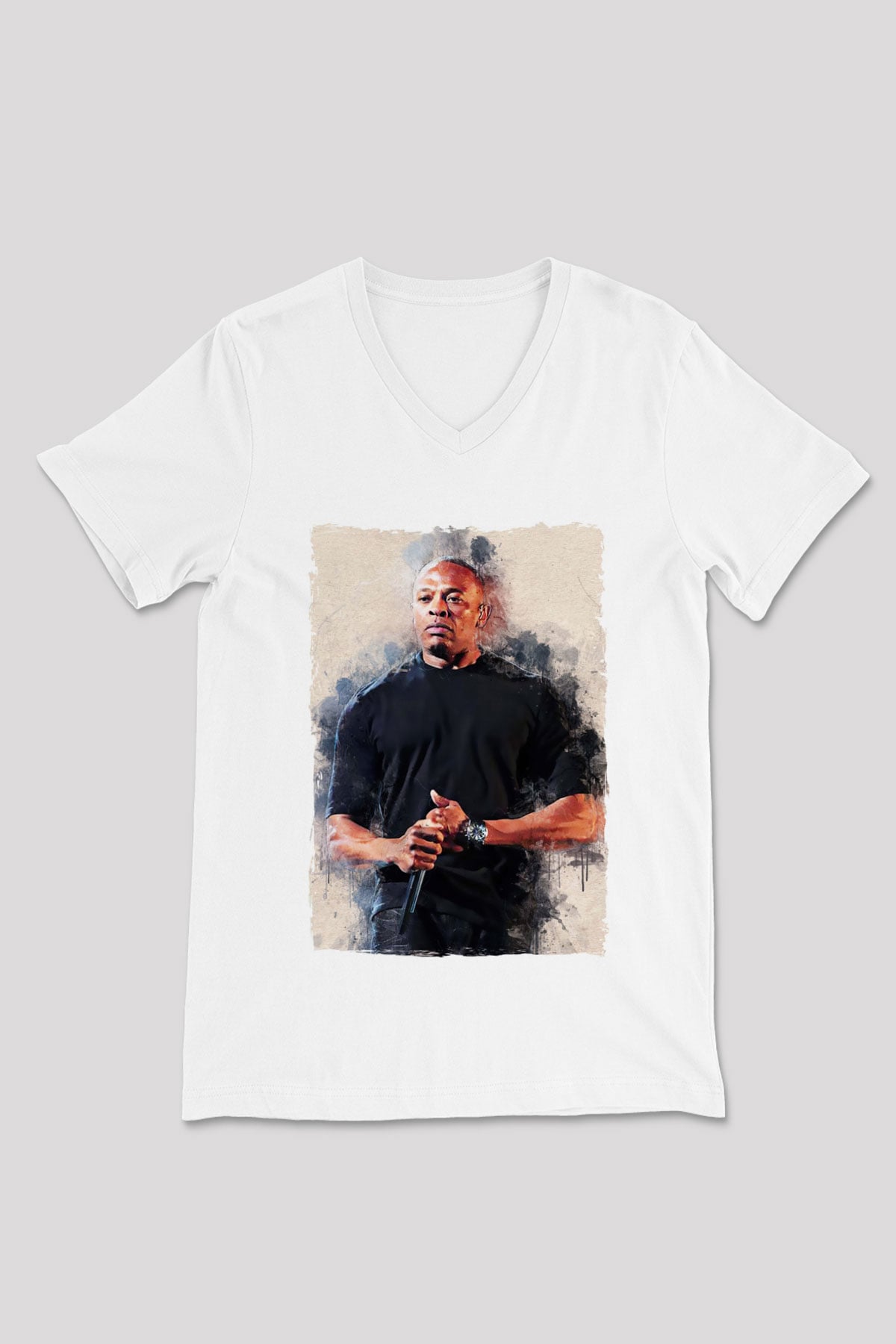 Dr.Dre Beyaz Unisex V Yaka Tişört