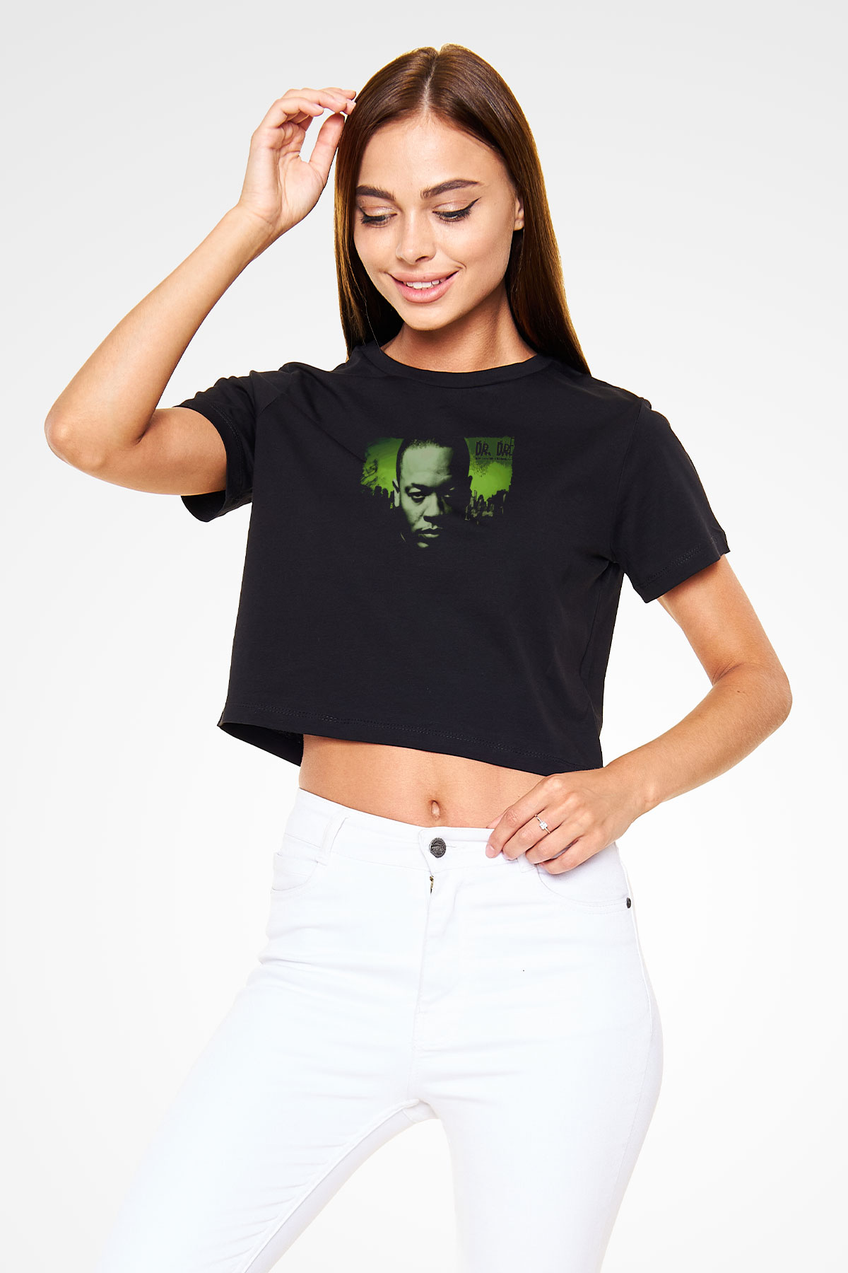 Dr.Dre Siyah  Crop Top Tişört