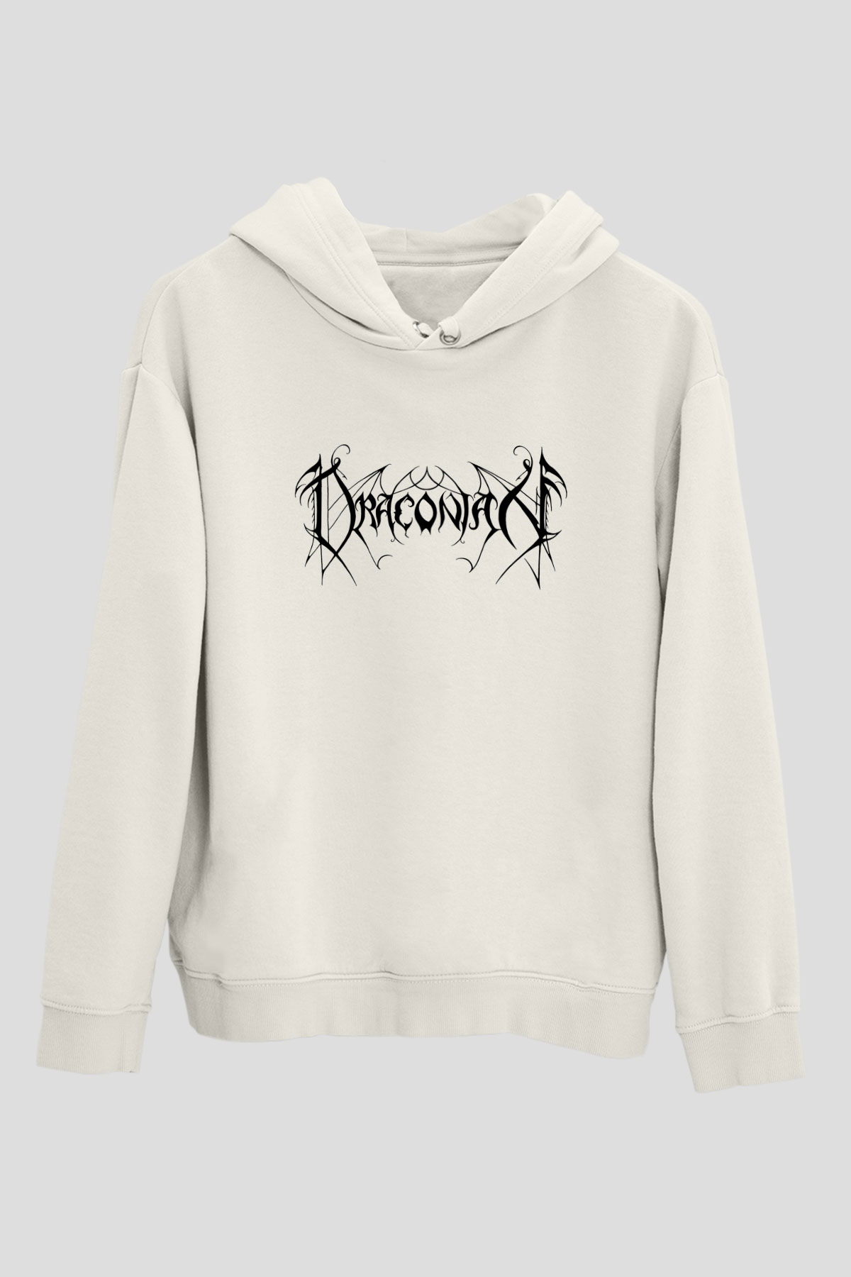 Draconian Baskılı Beyaz Unisex Kapüşonlu Sweatshirt
