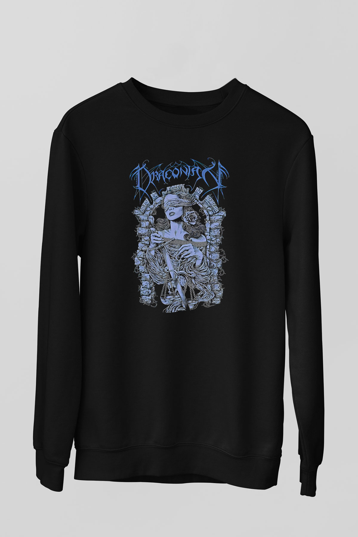 Draconian Baskılı Unisex Siyah Sweatshirt
