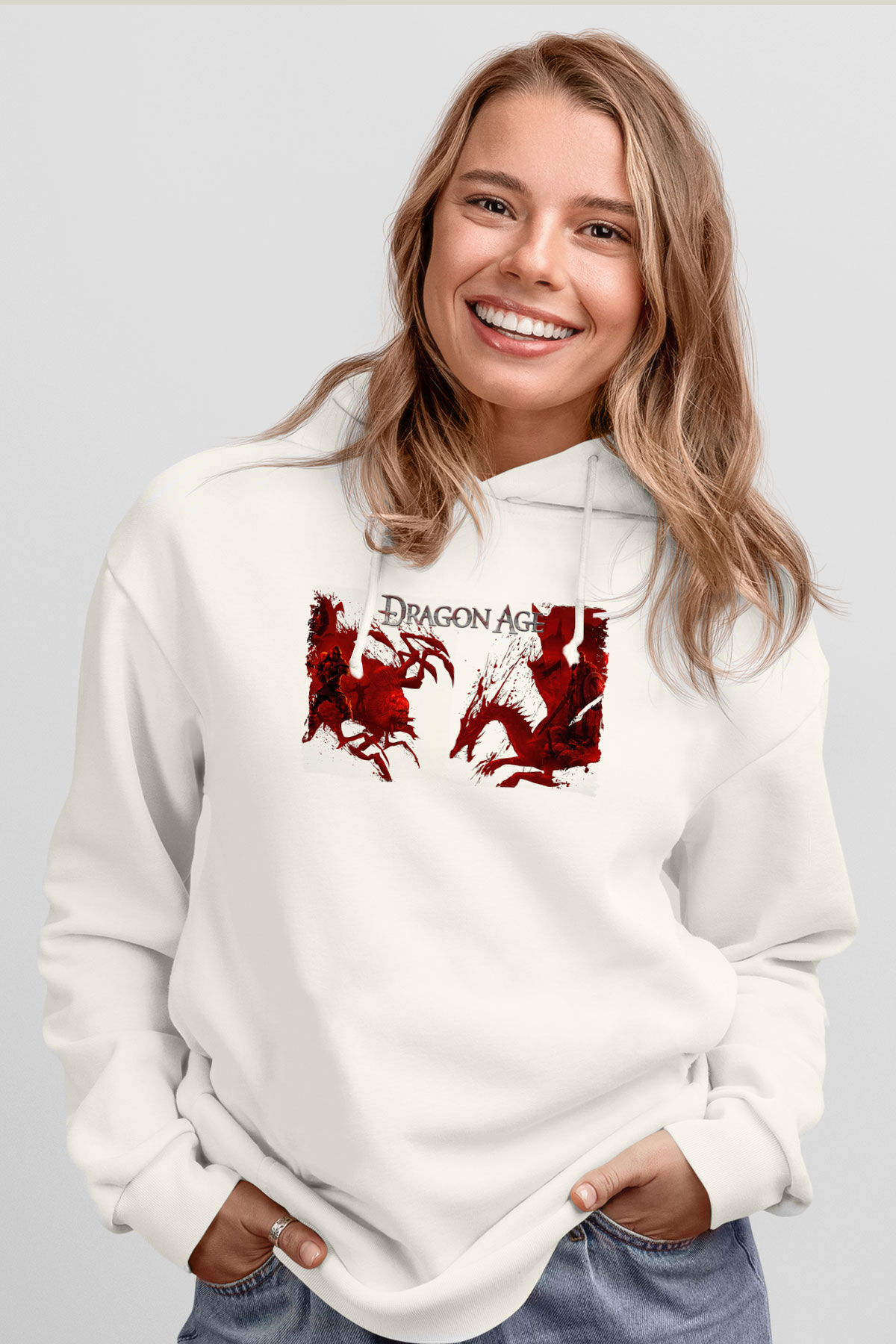 Dragon Age Beyaz Unisex Hoodie