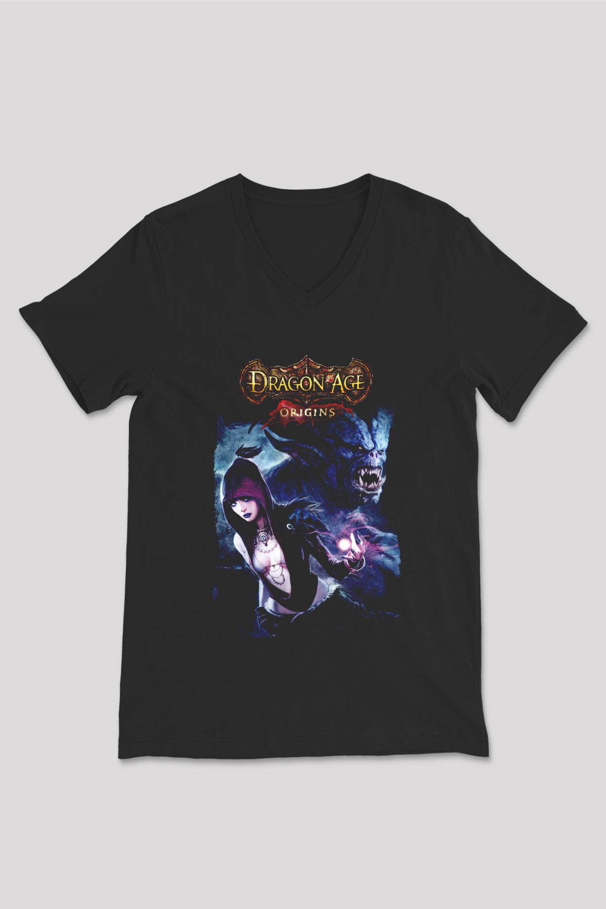 Dragon Age Siyah Unisex V Yaka Tişört