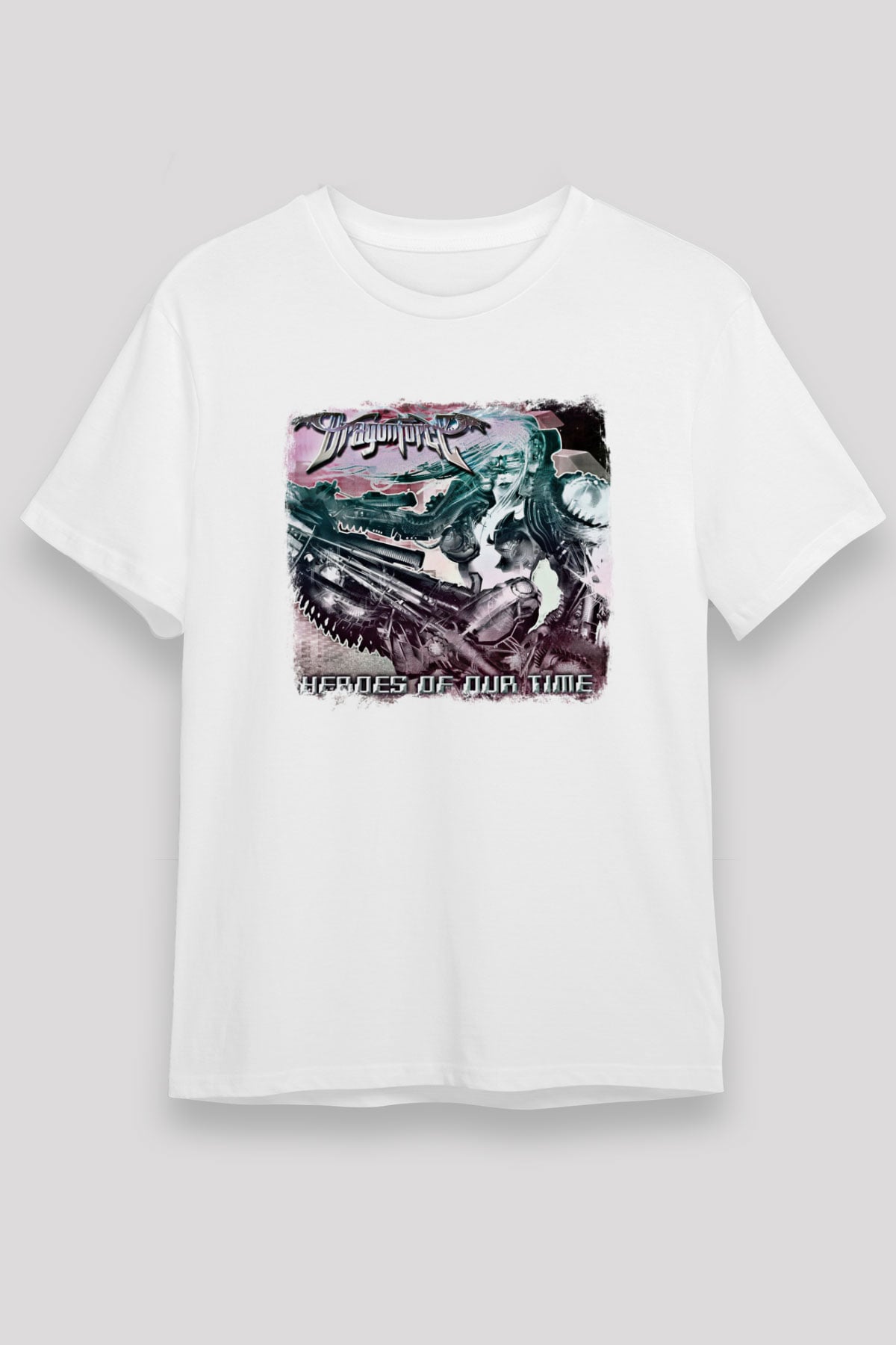 Dragon Force Baskılı Unisex Beyaz Tişört