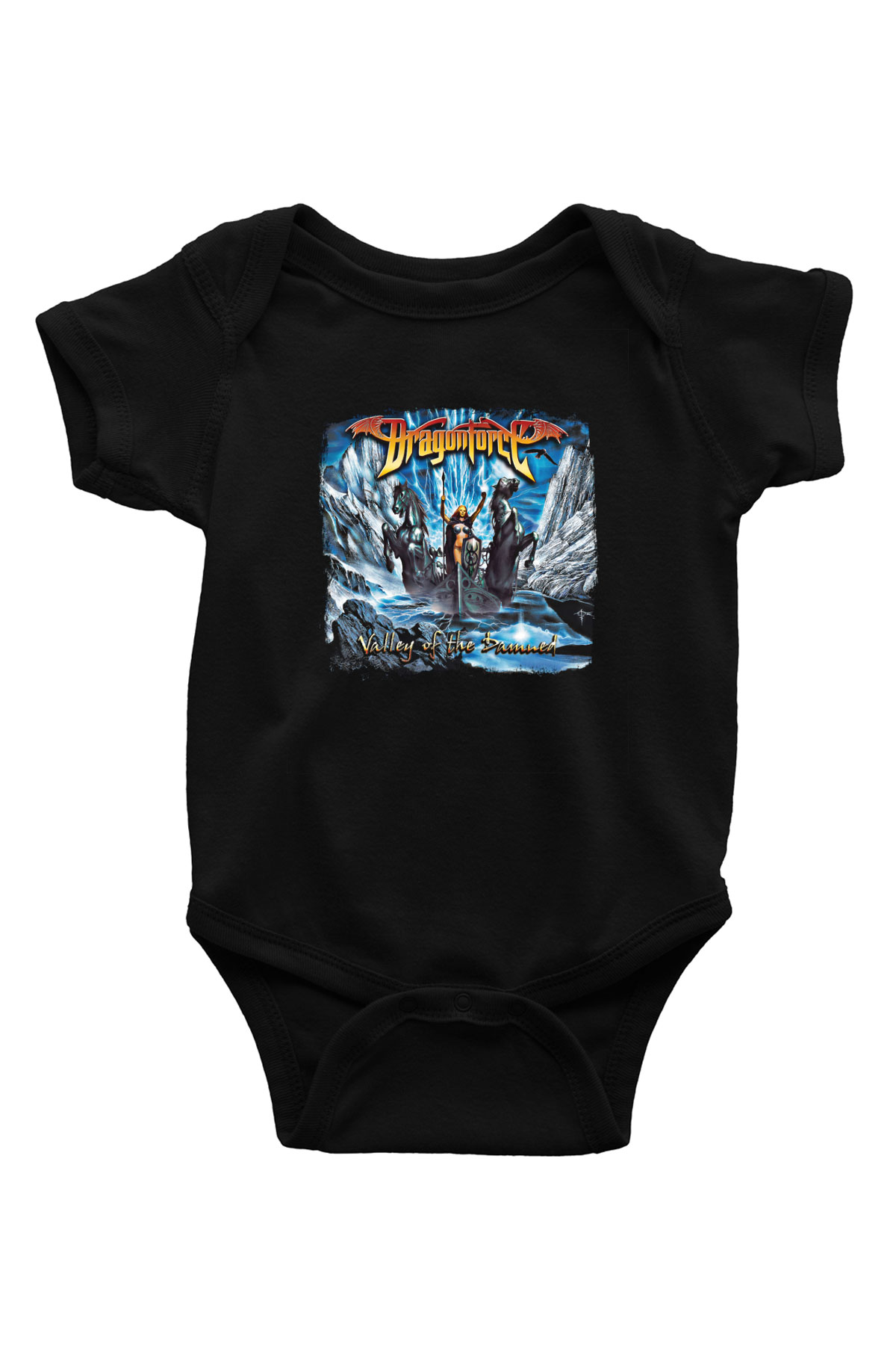 Dragon Force Baskılı Unisex Siyah Bebek Body - Zıbın