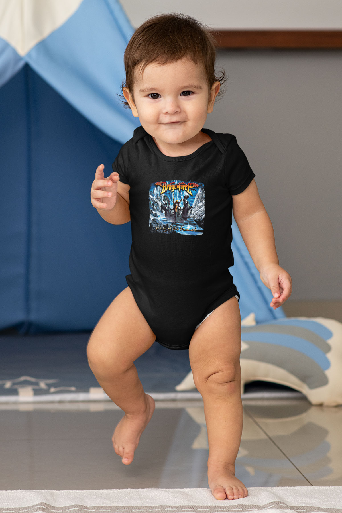 Dragon Force Baskılı Unisex Siyah Bebek Body - Zıbın