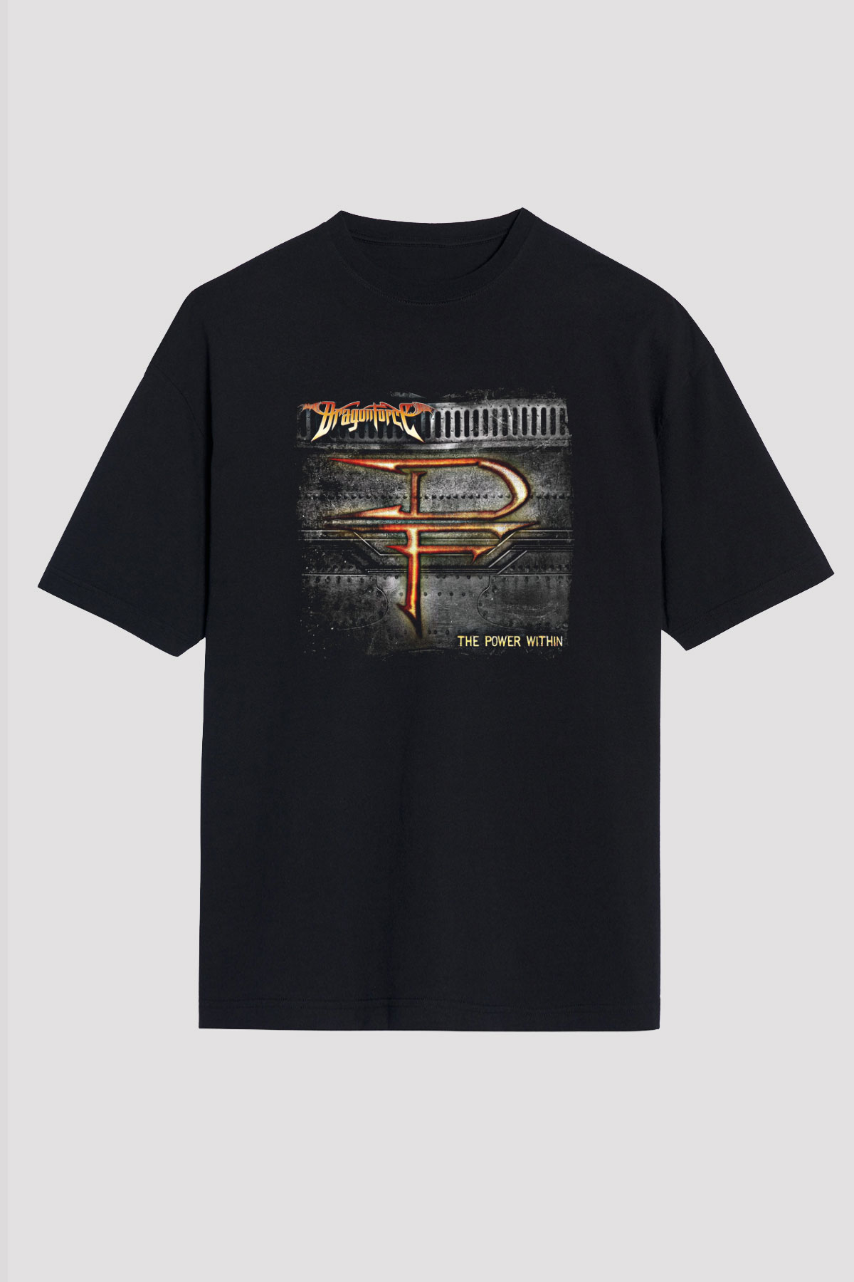 Dragon Force Baskılı Unisex Siyah Oversize Tişört