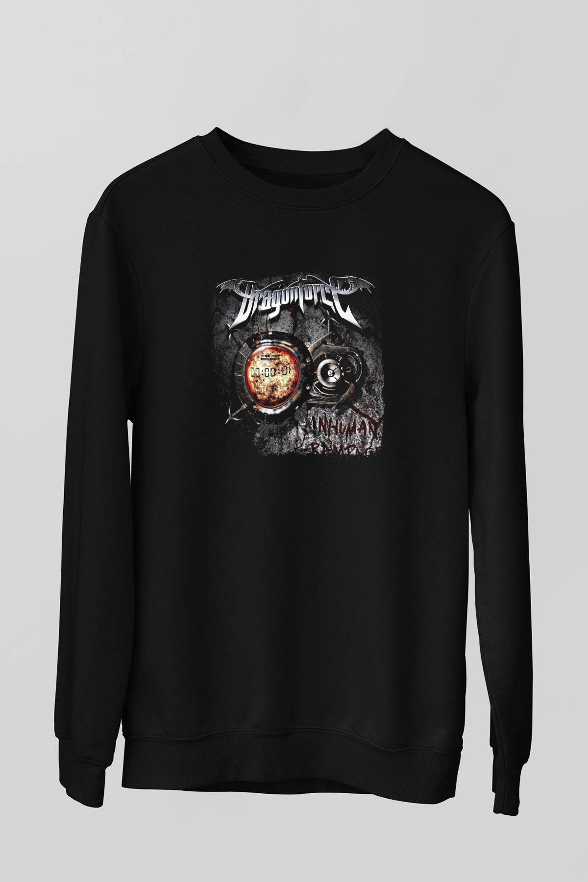 Dragon Force Baskılı Unisex Siyah Sweatshirt
