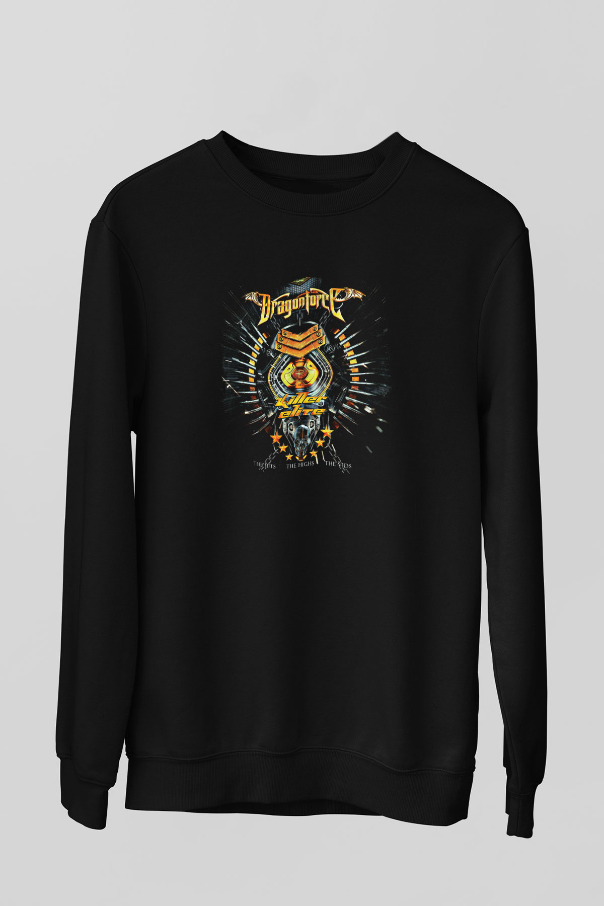 Dragon Force Baskılı Unisex Siyah Sweatshirt