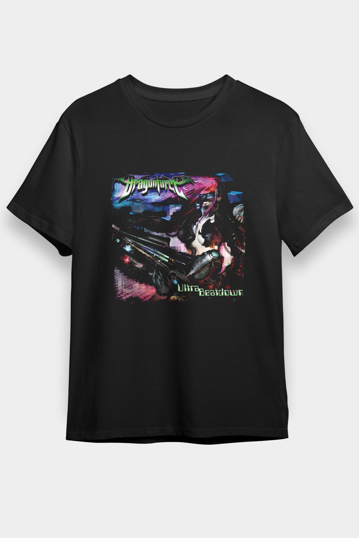 Dragon Force Baskılı Unisex Siyah Tişört