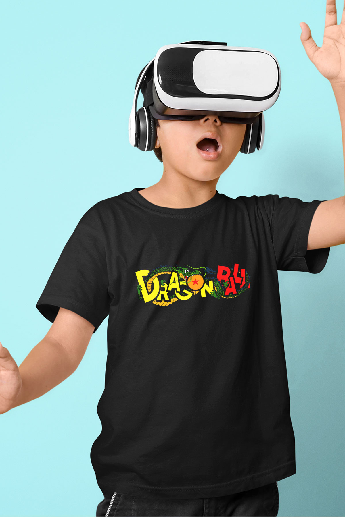 Dragonball Baskılı Siyah Unisex Çocuk Tişört