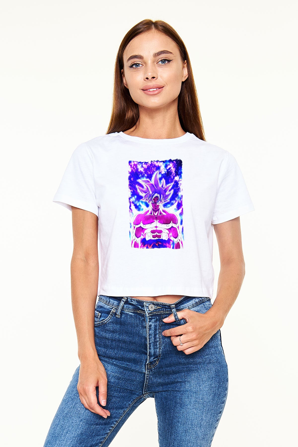 Dragonball Beyaz  Crop Top Tişört