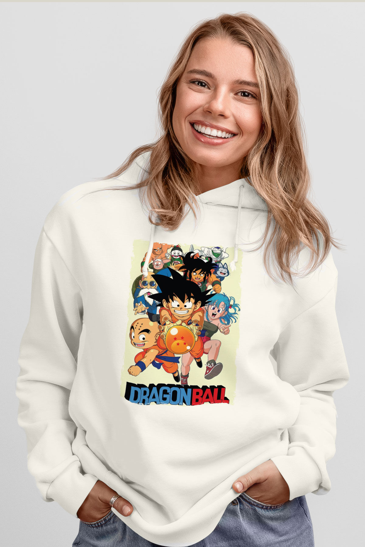 Dragonball Beyaz Unisex Hoodie