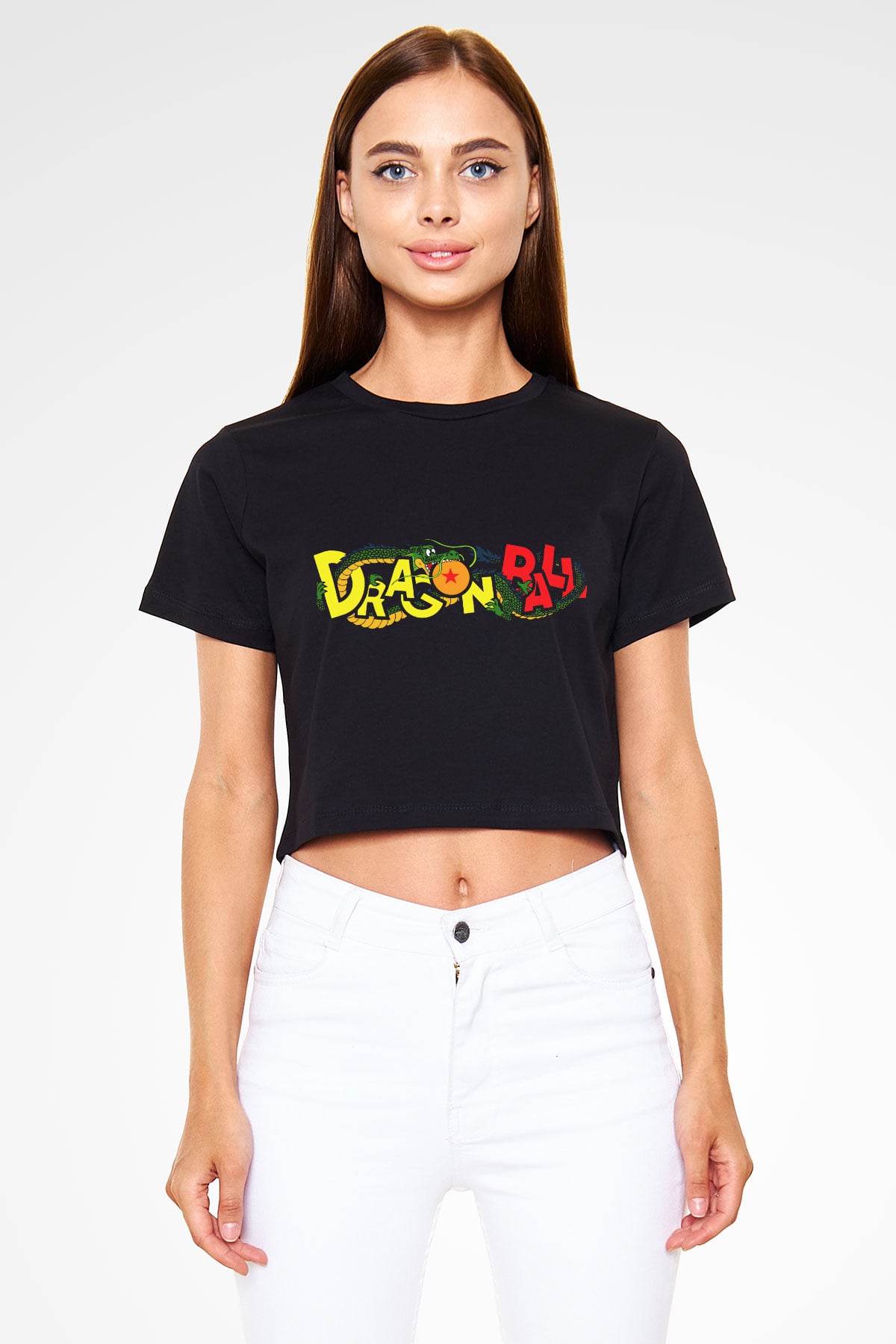 Dragonball Siyah Crop Top Tişört