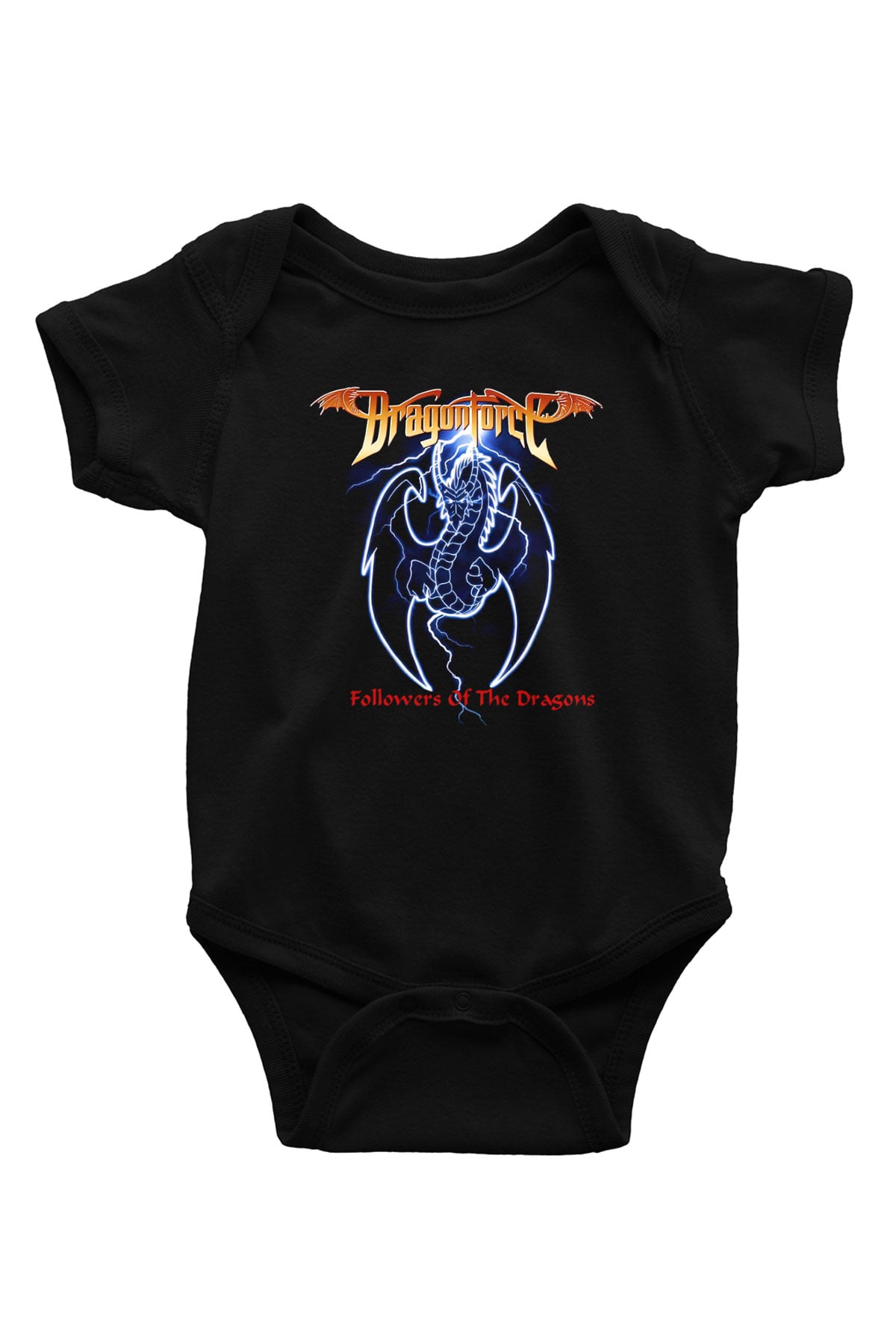DragonForce Baskılı Siyah Bebek Body - Zıbın