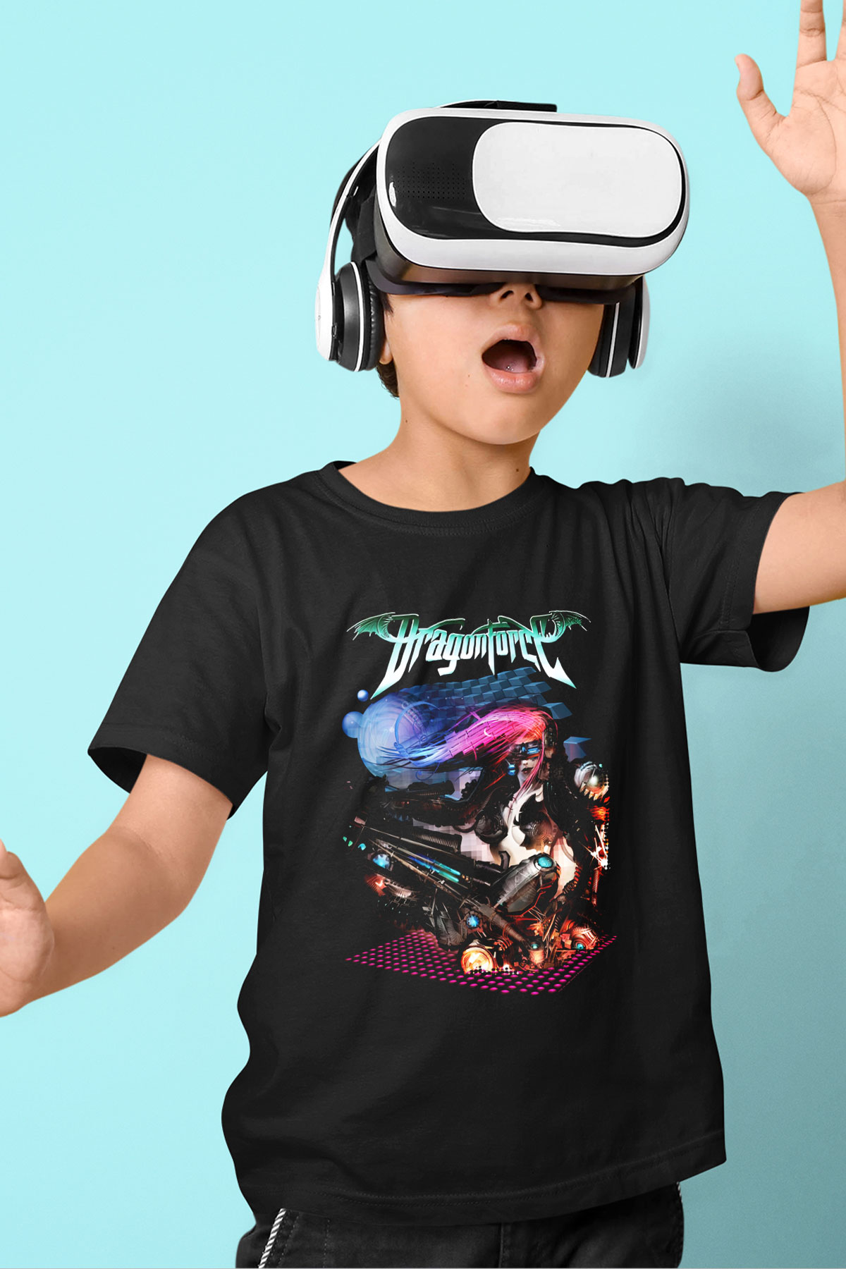 DragonForce Baskılı Siyah Unisex Çocuk Tişört